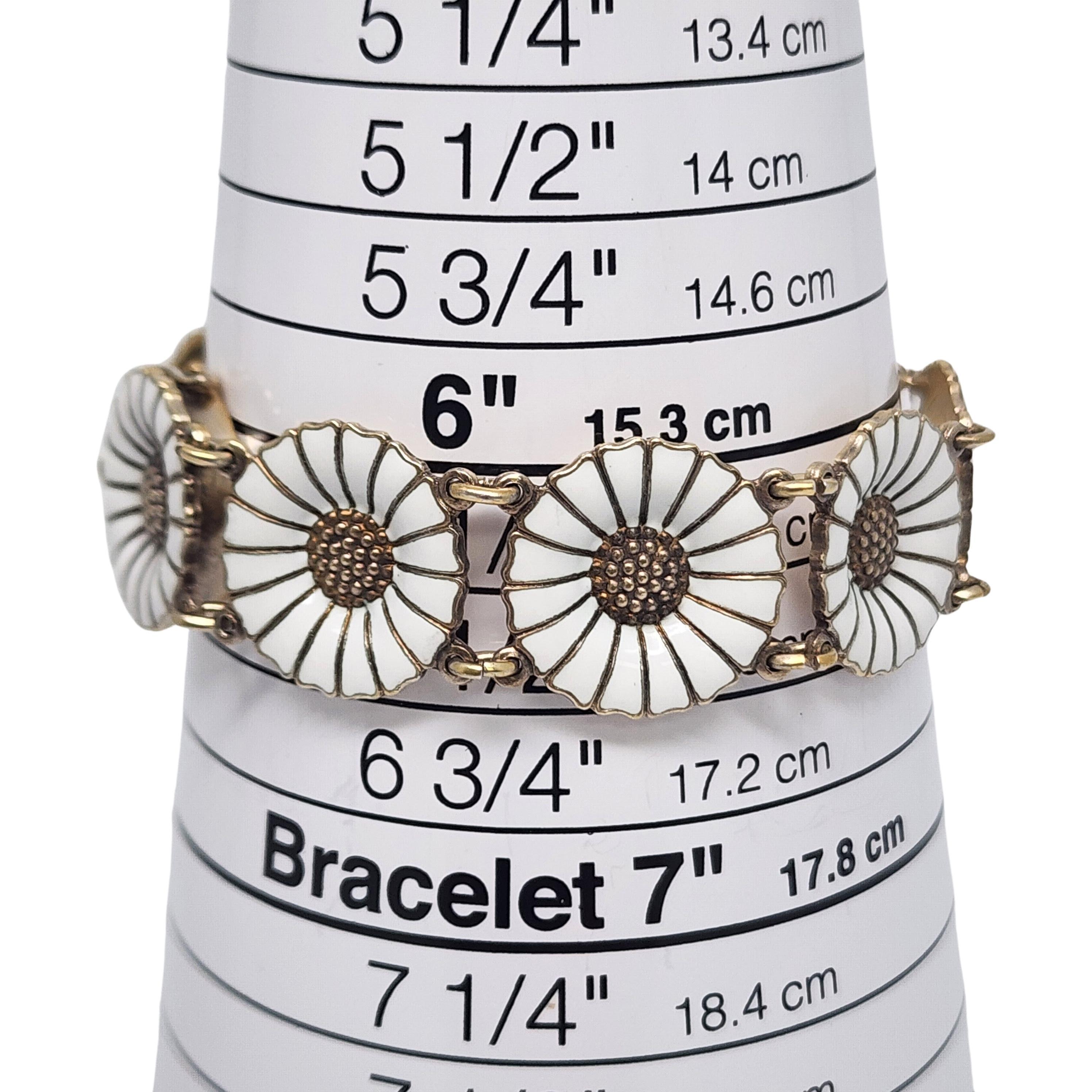Anton Michelsen Sterling Silver Gold Wash Enamel Marguerite Daisy Bracelet 17257 4