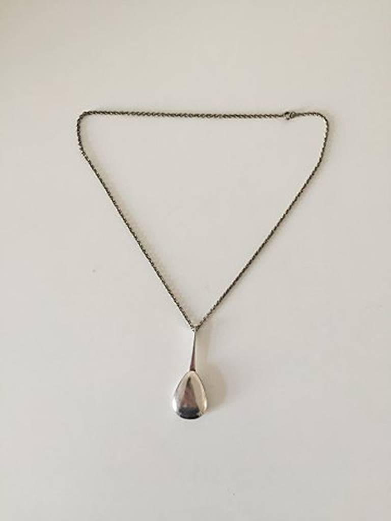 Anton Michelsen Sterling Silver Pendant with chain. Measures 6.1 cm / 2 13/32 in and is in good condition. Weighs 41.4 g / 1.46 oz.