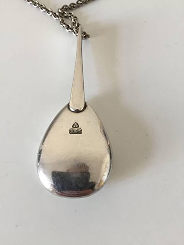 Anton Michelsen Sterling Silver Pendant with Chain In New Condition For Sale In Copenhagen, DK