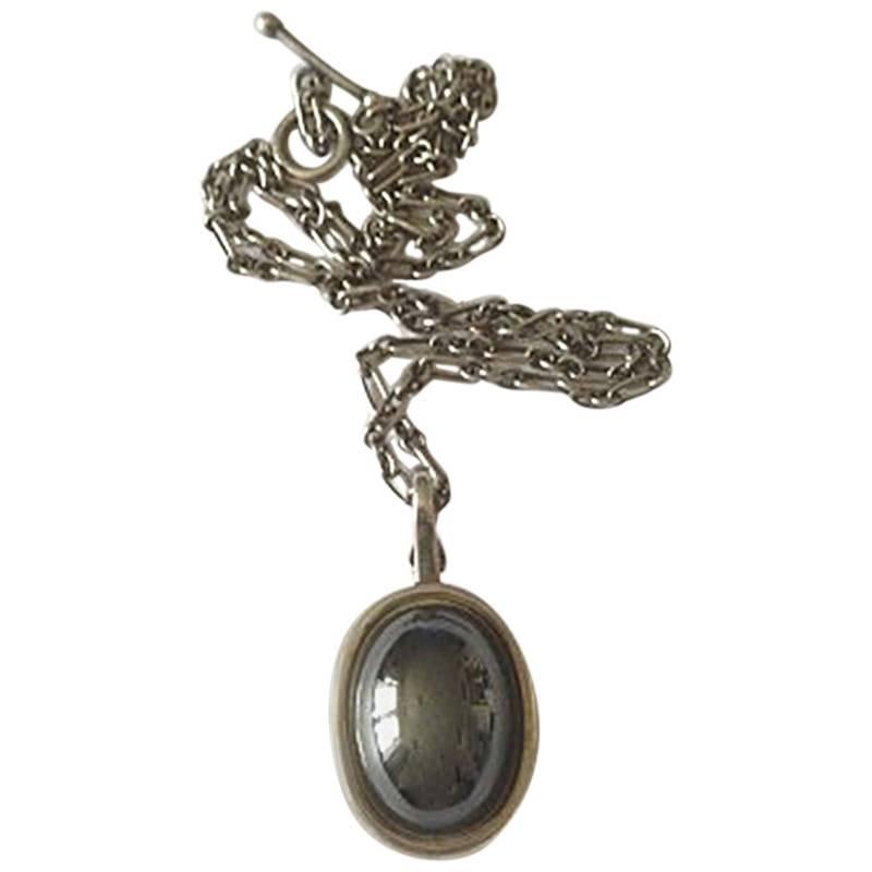 Anton Michelsen Sterling Silver Pendant with Hematite For Sale