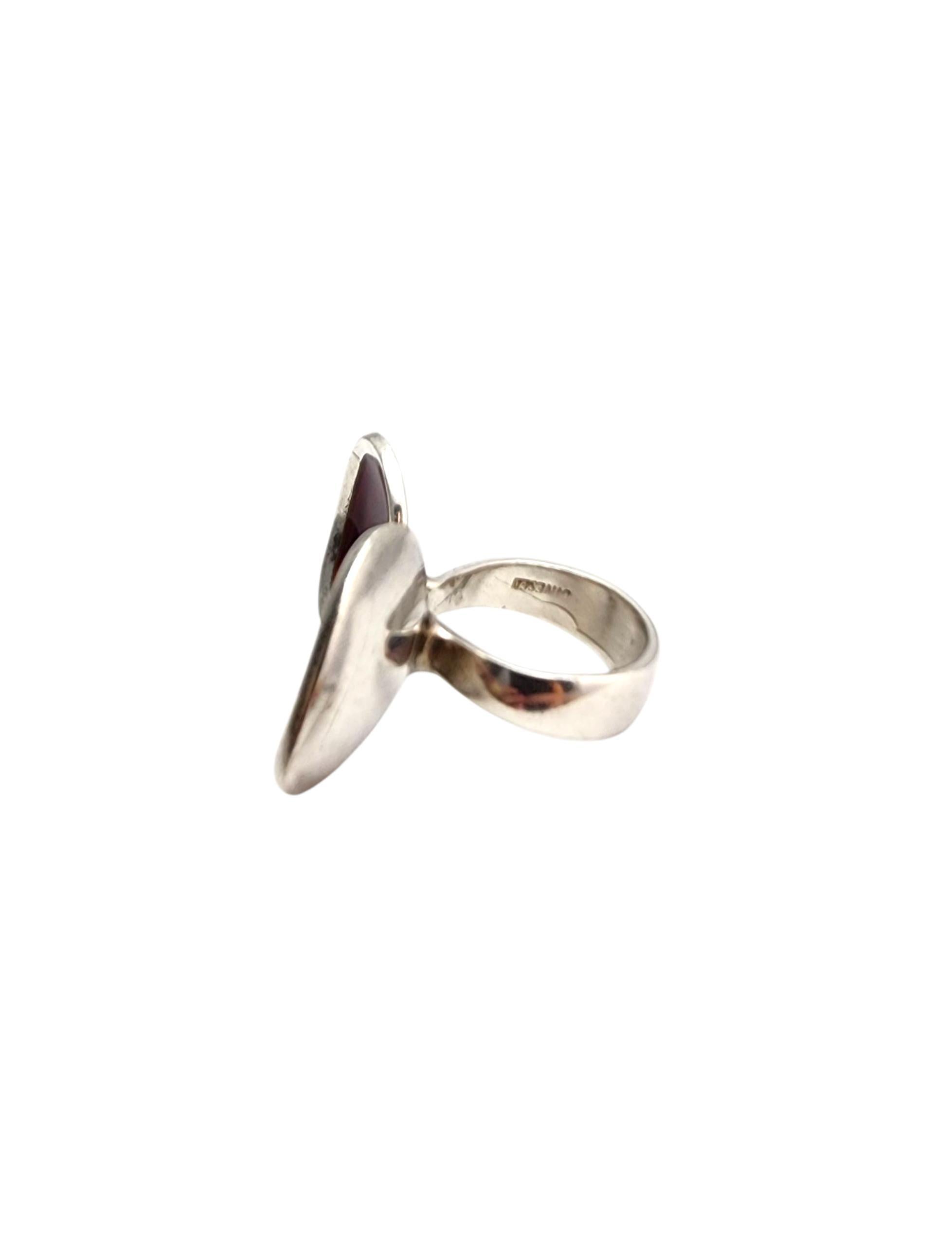 Women's Anton Michelsen Sterling Silver Red Enamel Ring Size 8 #21441 For Sale