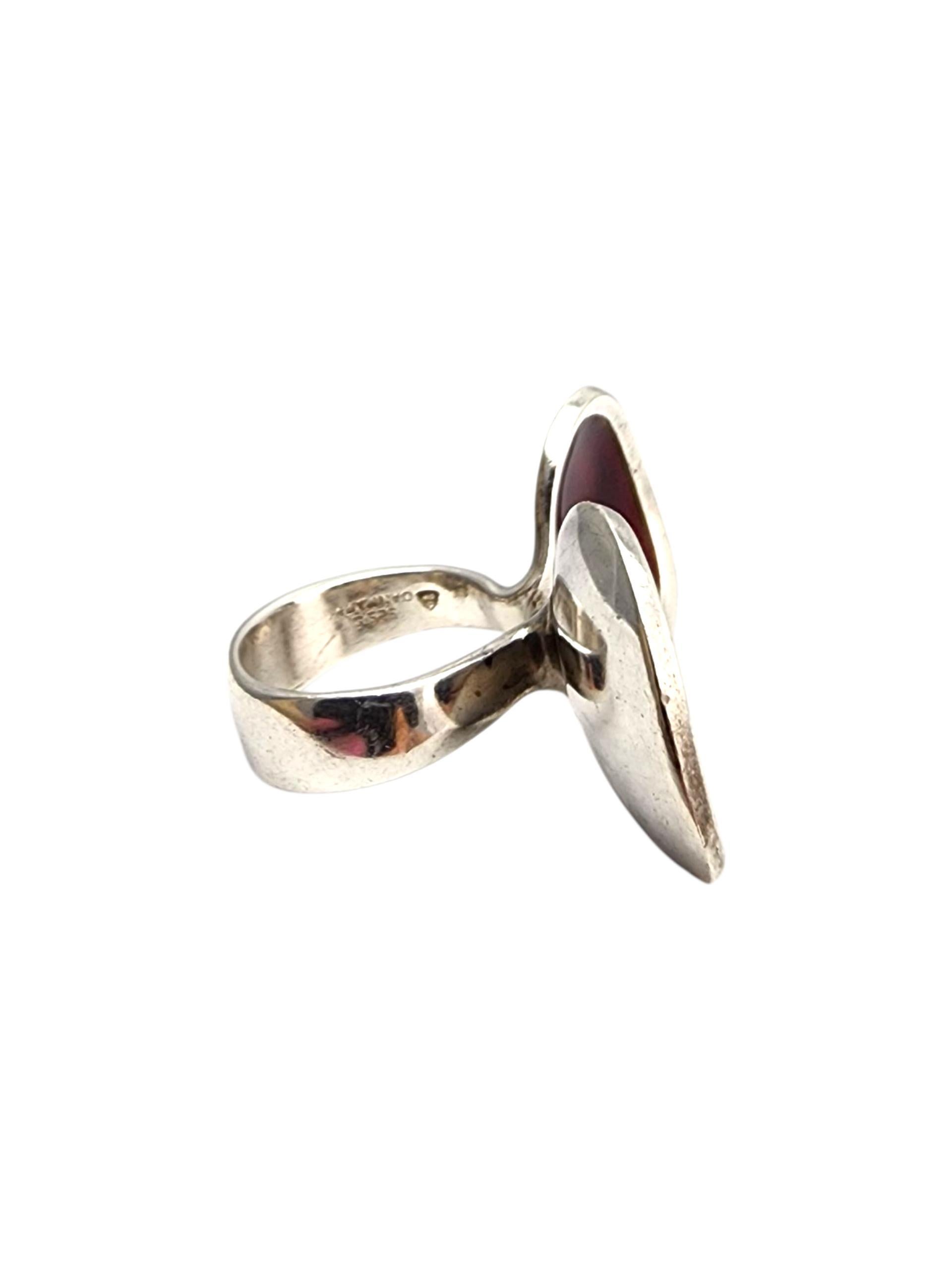 Anton Michelsen Sterling Silver Red Enamel Ring Size 8 #21441 For Sale 1
