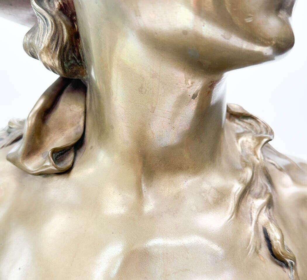  Anton Nelson Austrian Gilt Bronze Portrait Bust Floreal for Tiffany & Co c. 190 For Sale 7