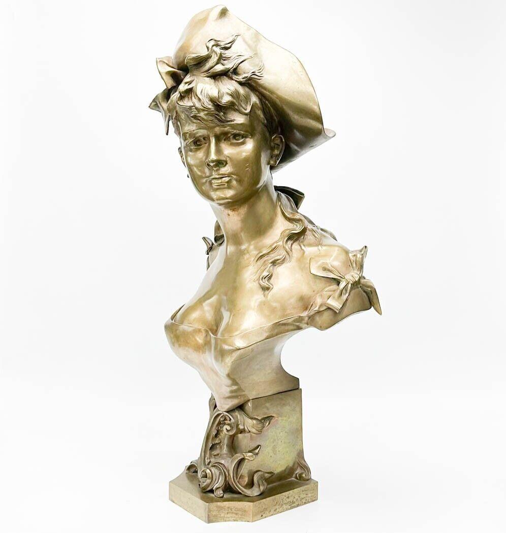  Anton Nelson Austrian Gilt Bronze Portrait Bust Floreal for Tiffany & Co c. 190 In Good Condition For Sale In Gardena, CA