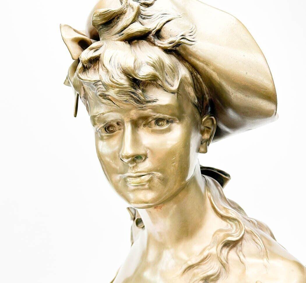 19th Century  Anton Nelson Austrian Gilt Bronze Portrait Bust Floreal for Tiffany & Co c. 190 For Sale