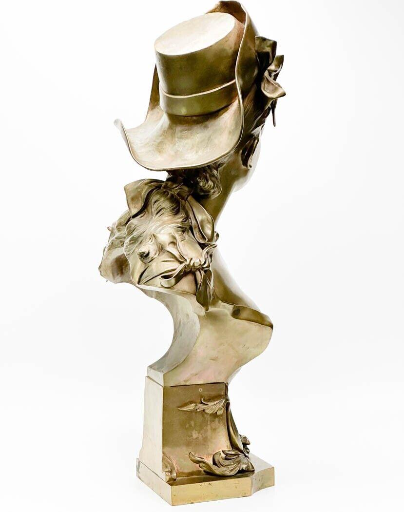  Anton Nelson Austrian Gilt Bronze Portrait Bust Floreal for Tiffany & Co c. 190 For Sale 5