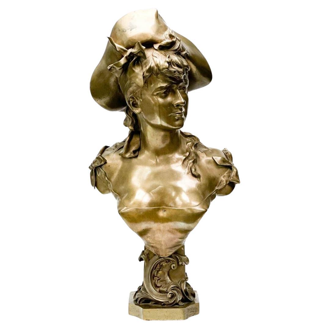  Anton Nelson Austrian Gilt Bronze Portrait Bust Floreal for Tiffany & Co c. 190 For Sale