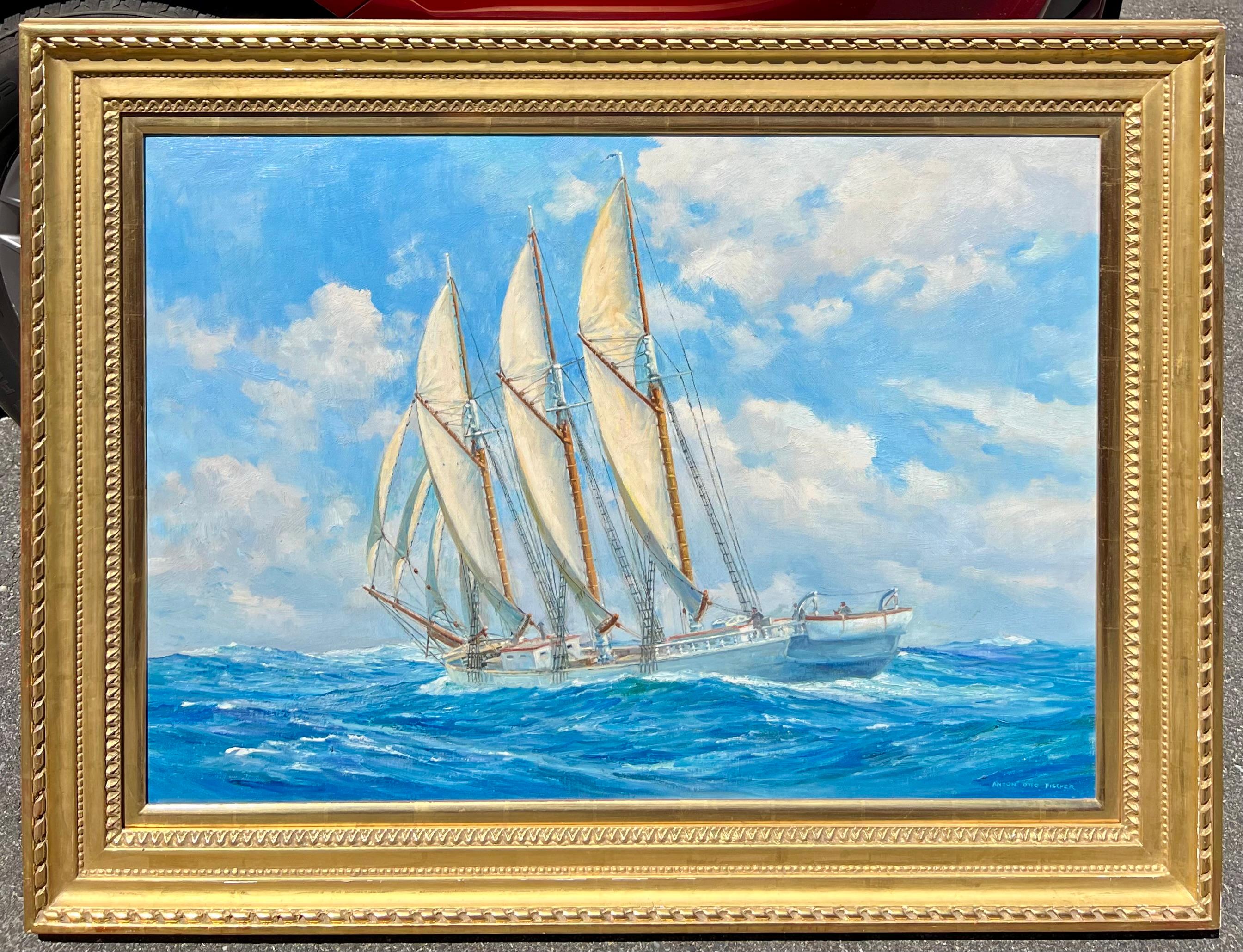 A Full Sail - Painting di Anton Otto Fischer