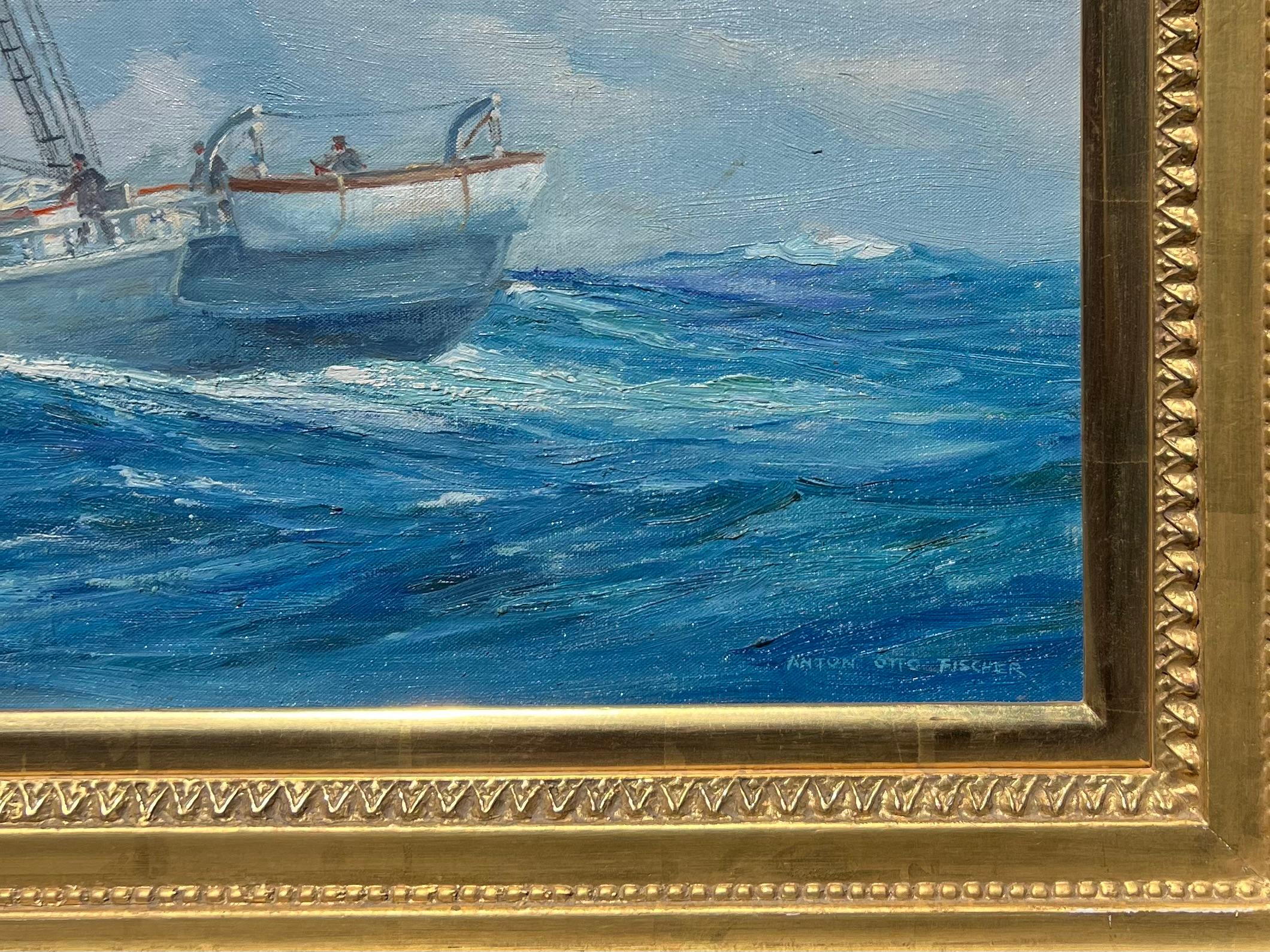 A Full Sail - Landscape Painting Grigio di Anton Otto Fischer