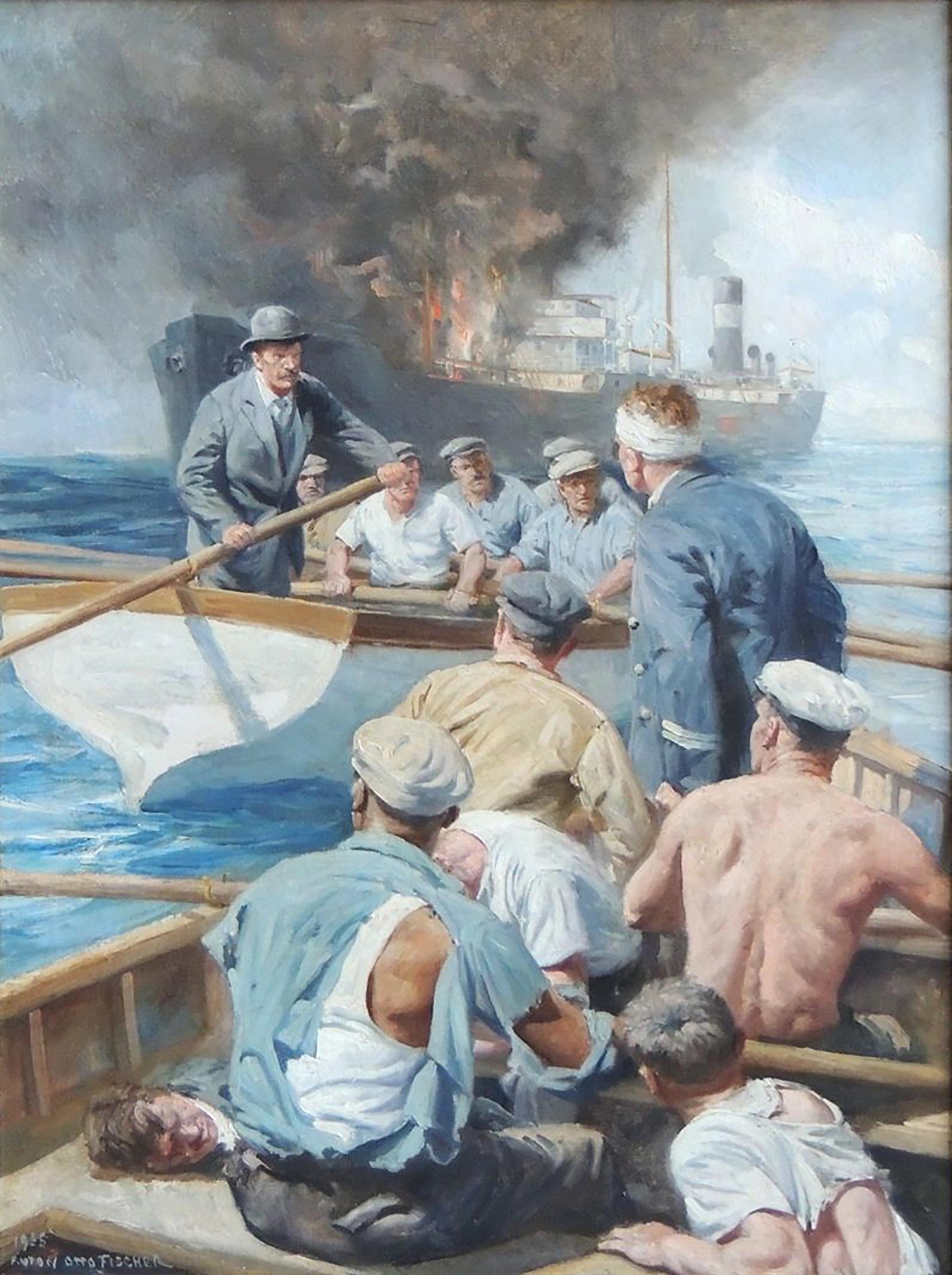 Battle at Sea - bataille en mer - Painting de Anton Otto Fischer