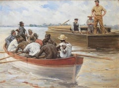 Figures in Rowboat Alongside of Barg