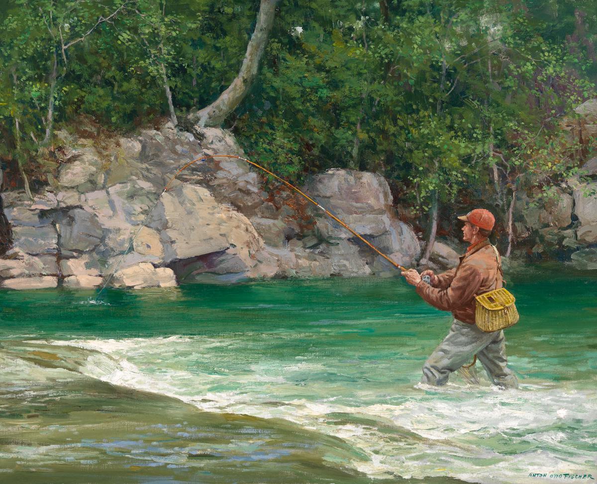 Pesca a mosca - Painting di Anton Otto Fischer