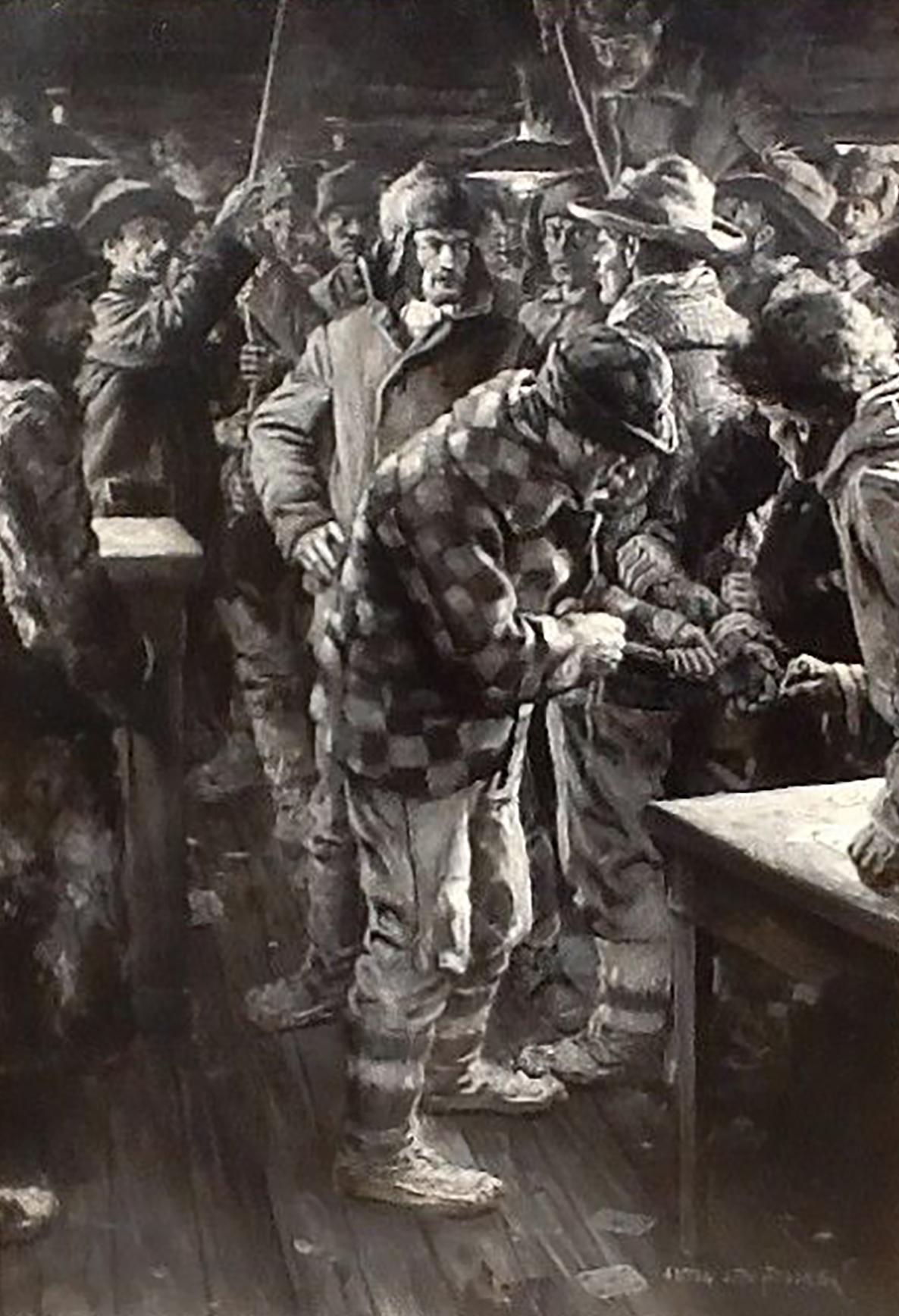 Figurative Painting Anton Otto Fischer - Illustration d'histoire pour Smoke Bellew par Jack London pour Cosmopolitan Magazine