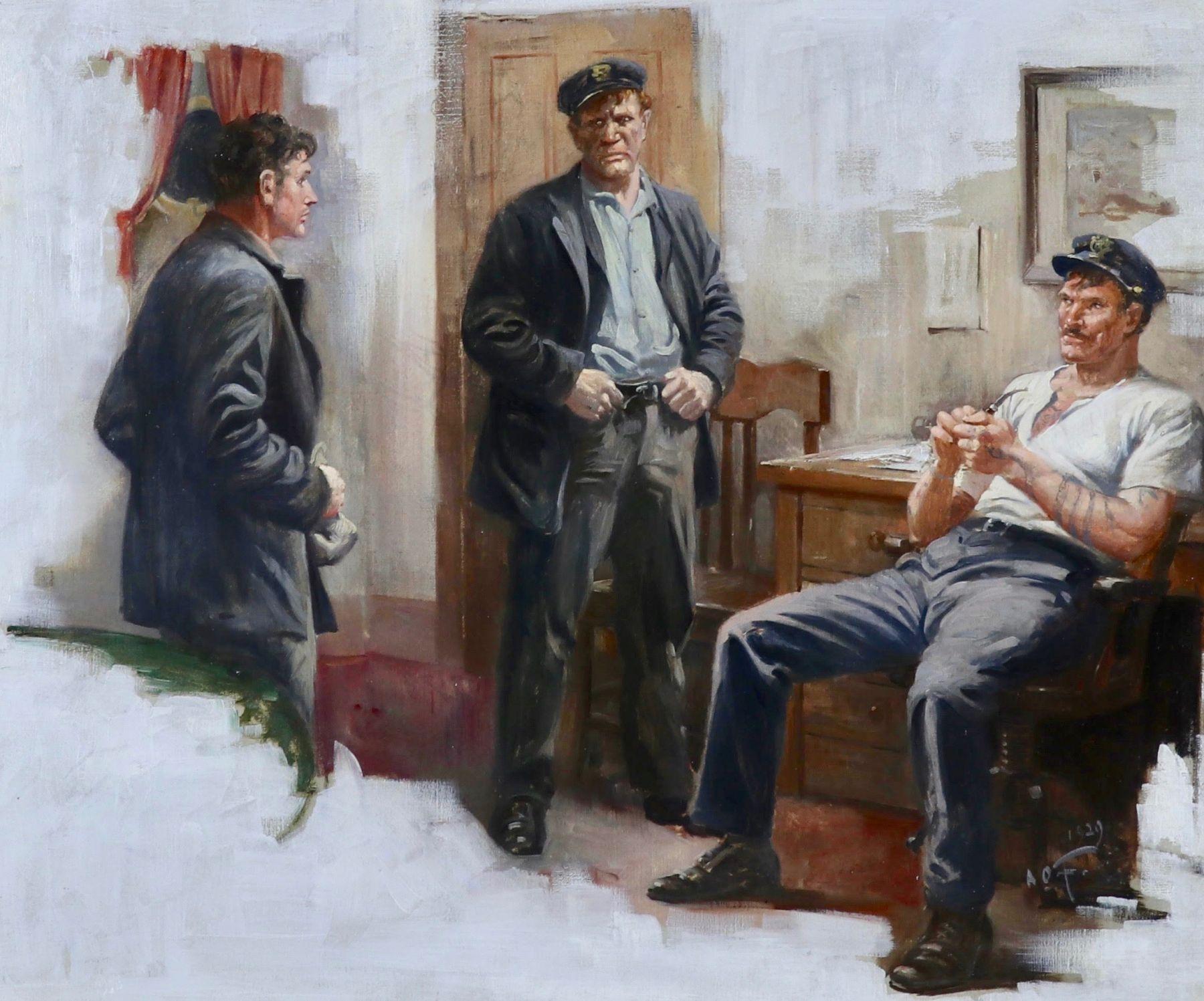 Figurative Painting di Anton Otto Fischer - Tre marinai