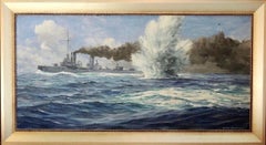 Trapped, Magazine Story Illustration showing a Naval Battle