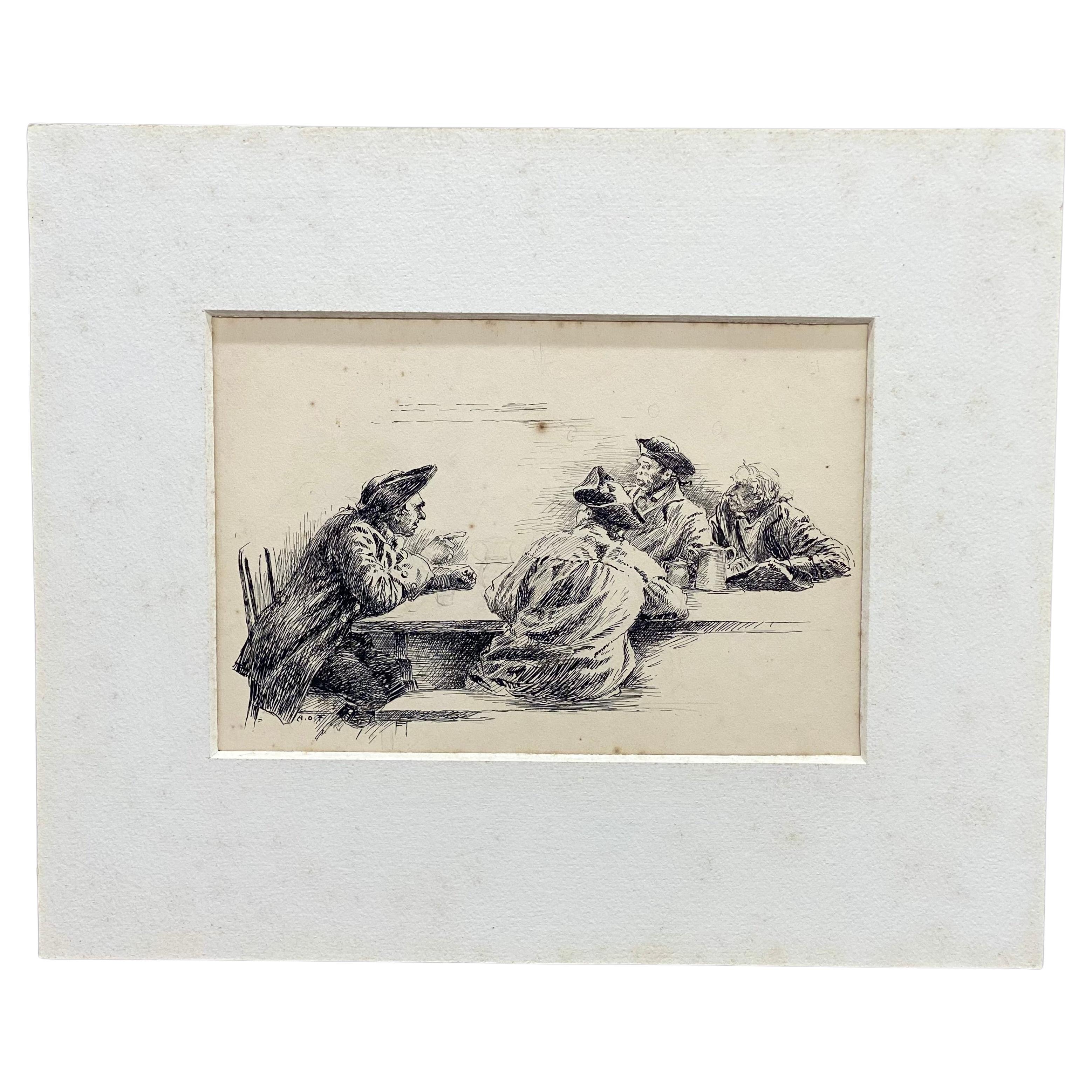 Anton Otto Fischer Pen and Ink Book Illustration Drawing For Sale