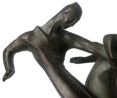 Anton Pavlos, Couple of Skiers Racing Down Mountainside, ca. 1930s