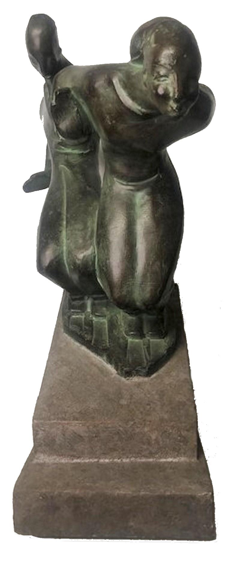 Anton Pavlos, Pareja de esquiadores corriendo ladera abajo, ca. 1930 mediados del siglo XX en venta