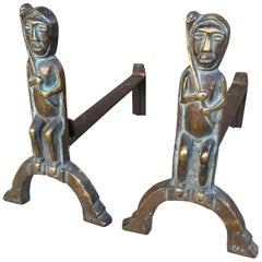 Anton Prinner Bronze "Shaman" Andirons
