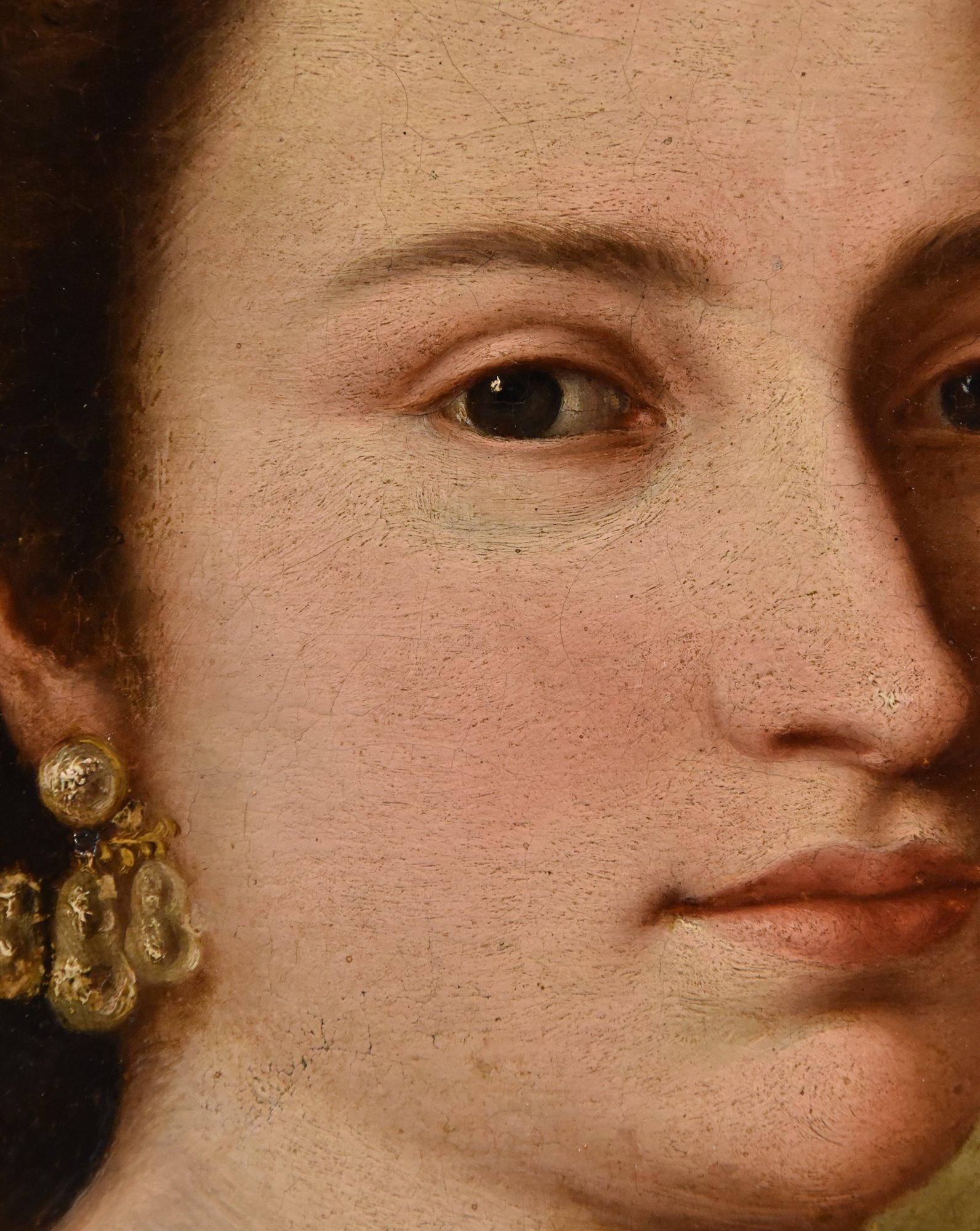Portrait Young Girl Mengs Paint 18th Century Oil on canvas Old master Woman Art For Sale 7