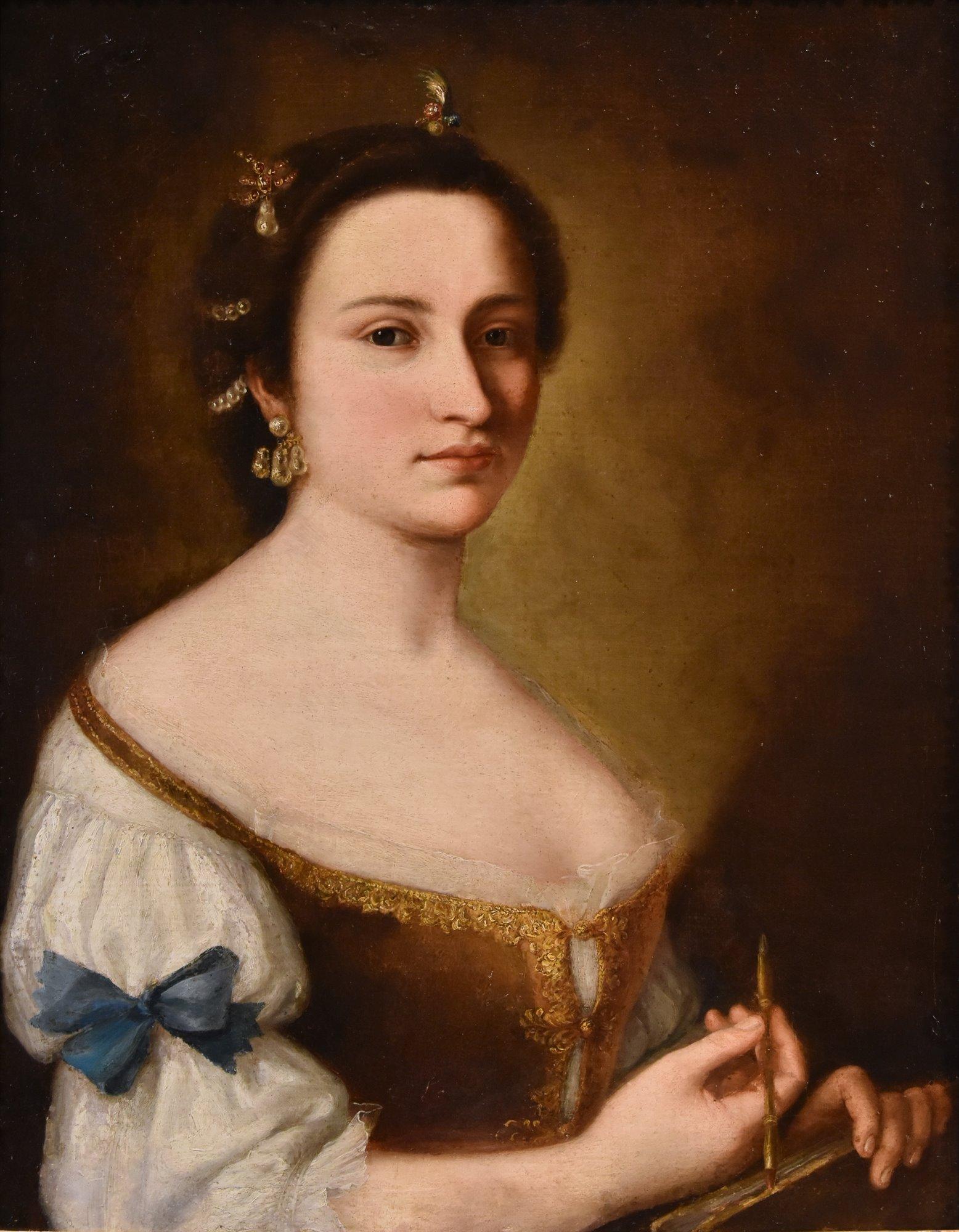 Portrait Young Girl Mengs Paint 18th Century Oil on canvas Old master Woman Art - Painting by Anton Raphael Mengs (Aussig, 1728 - Rome, 1779)