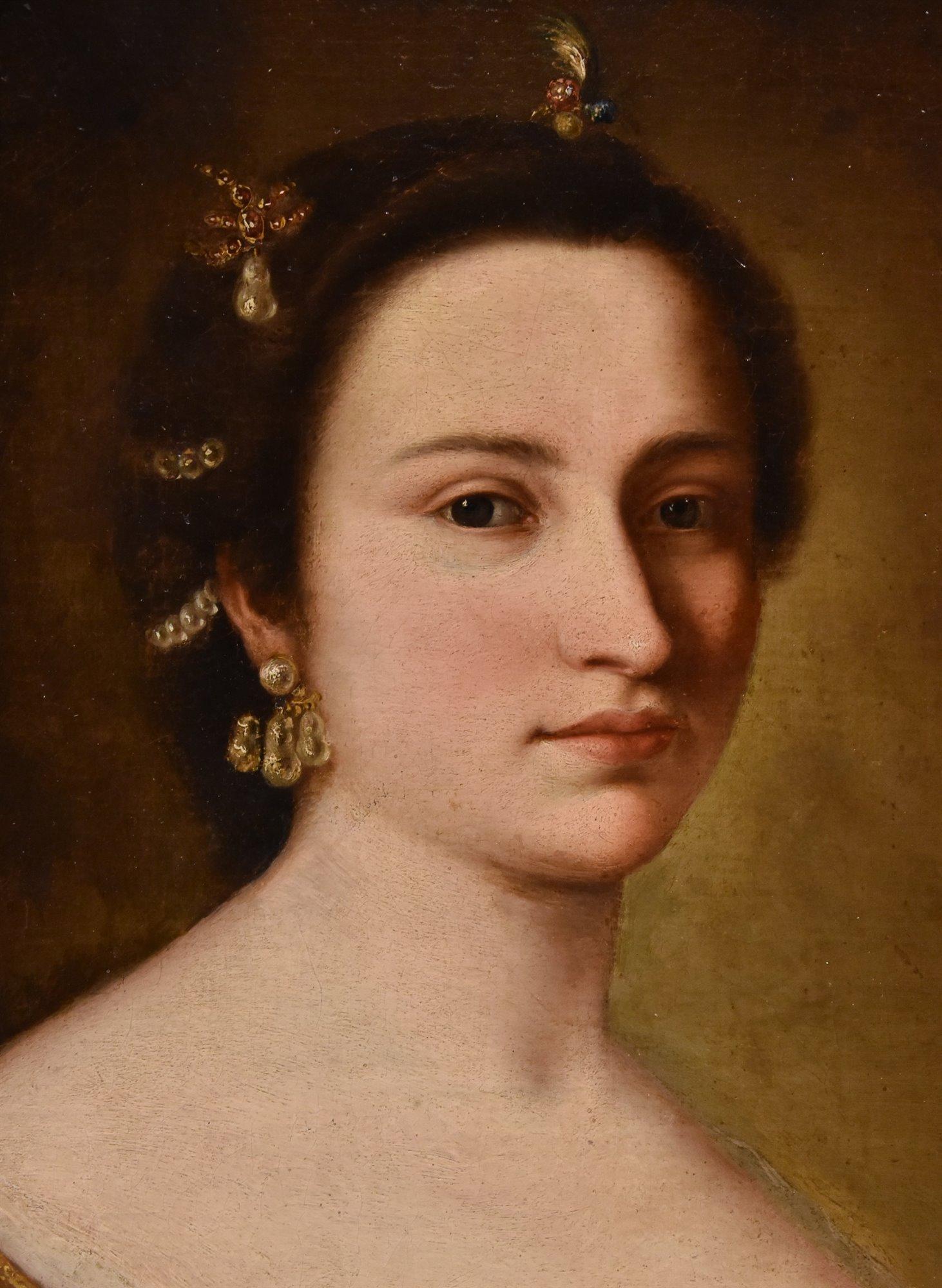 Portrait Young Girl Mengs Paint 18th Century Oil on canvas Old master Woman Art - Brown Portrait Painting by Anton Raphael Mengs (Aussig, 1728 - Rome, 1779)
