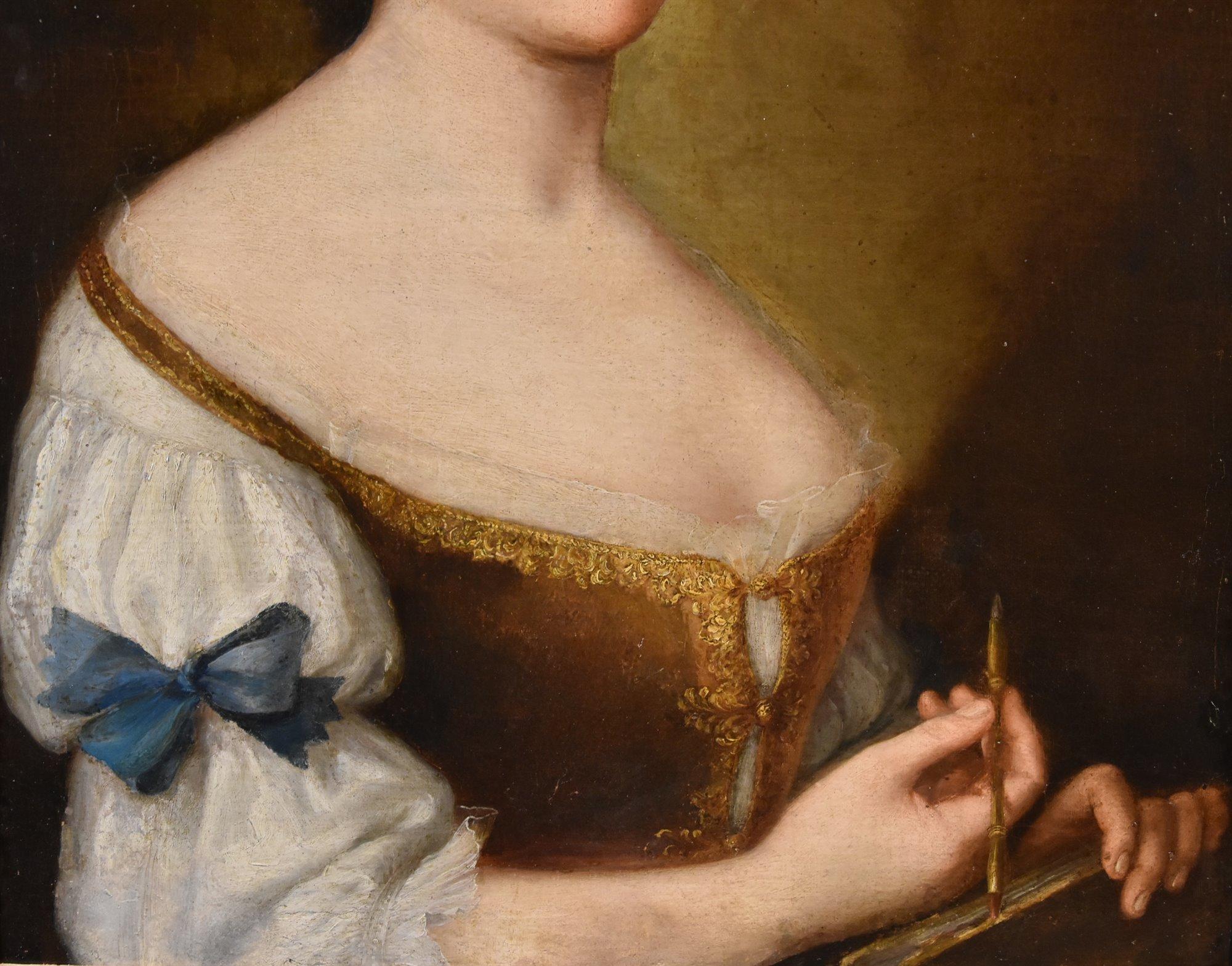 Portrait Young Girl Mengs Paint 18th Century Oil on canvas Old master Woman Art For Sale 1