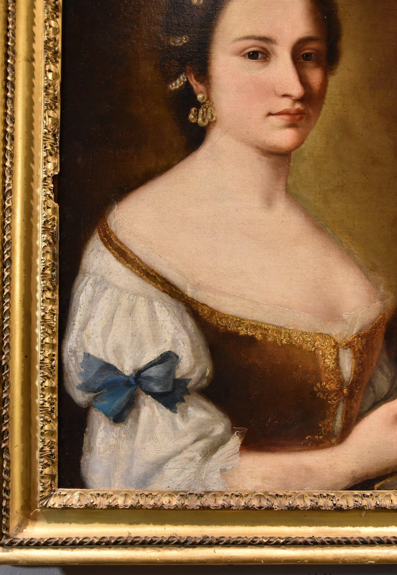 Portrait Young Girl Mengs Paint 18th Century Oil on canvas Old master Woman Art For Sale 2