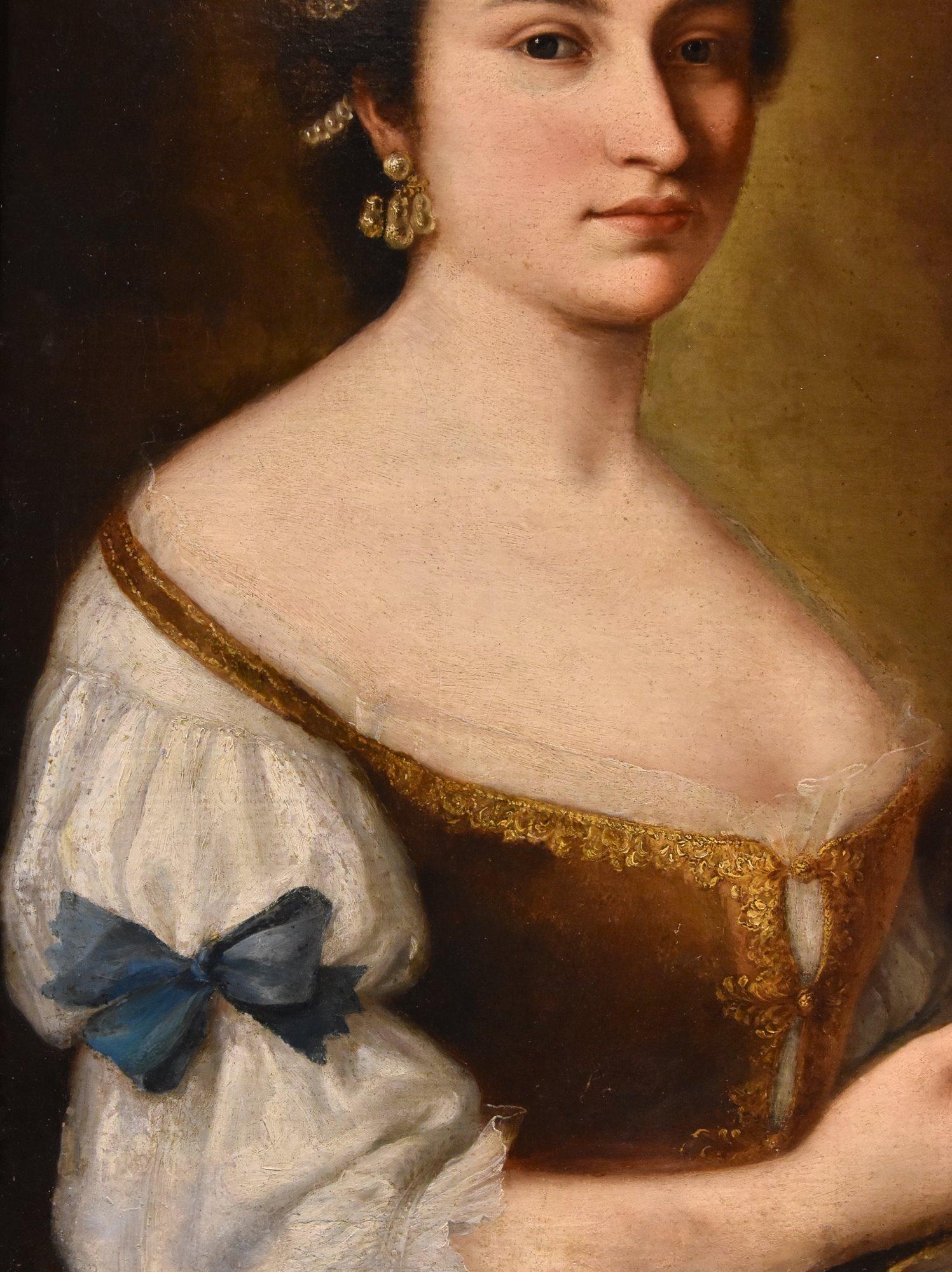 Portrait Young Girl Mengs Paint 18th Century Oil on canvas Old master Woman Art For Sale 3