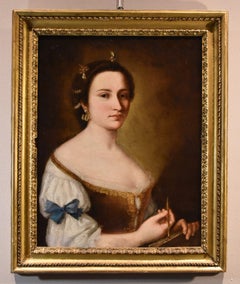 Antique Portrait Young Girl Mengs Paint 18th Century Oil on canvas Old master Woman Art