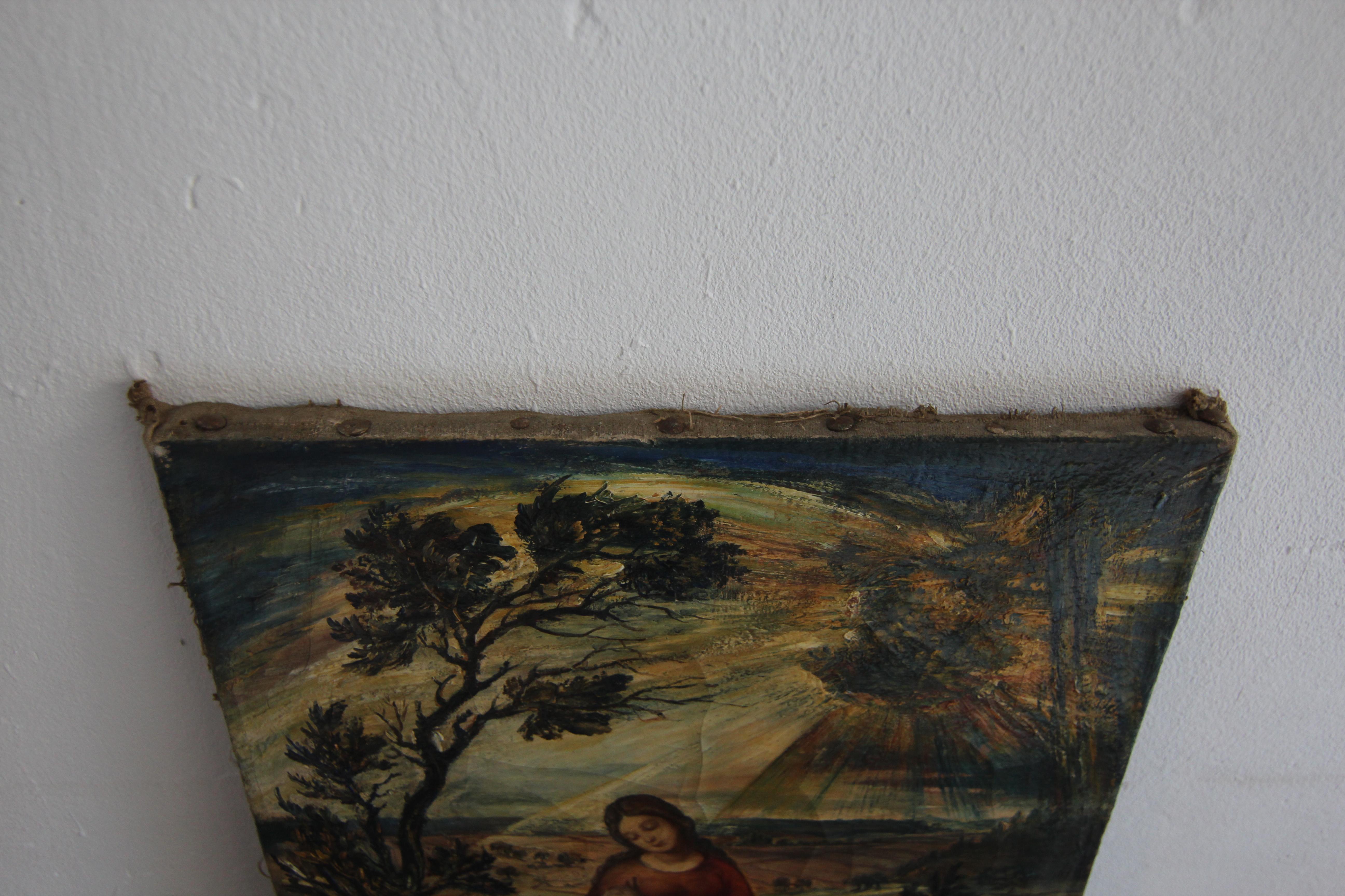 20th Century Anton Rausch, Madonna with Child, Oil on Canvas For Sale