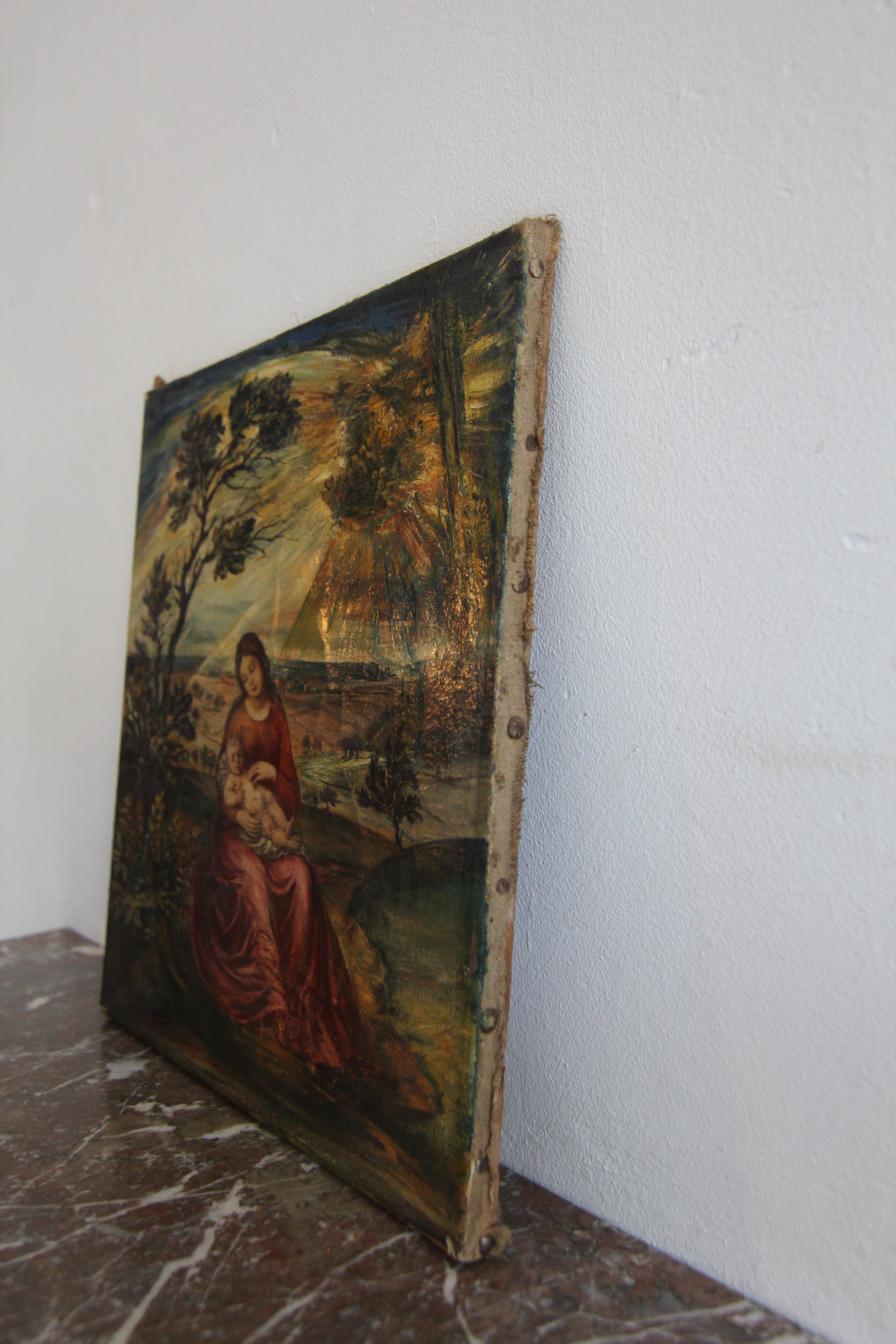 Anton Rausch, Madonna with Child, Oil on Canvas For Sale 2