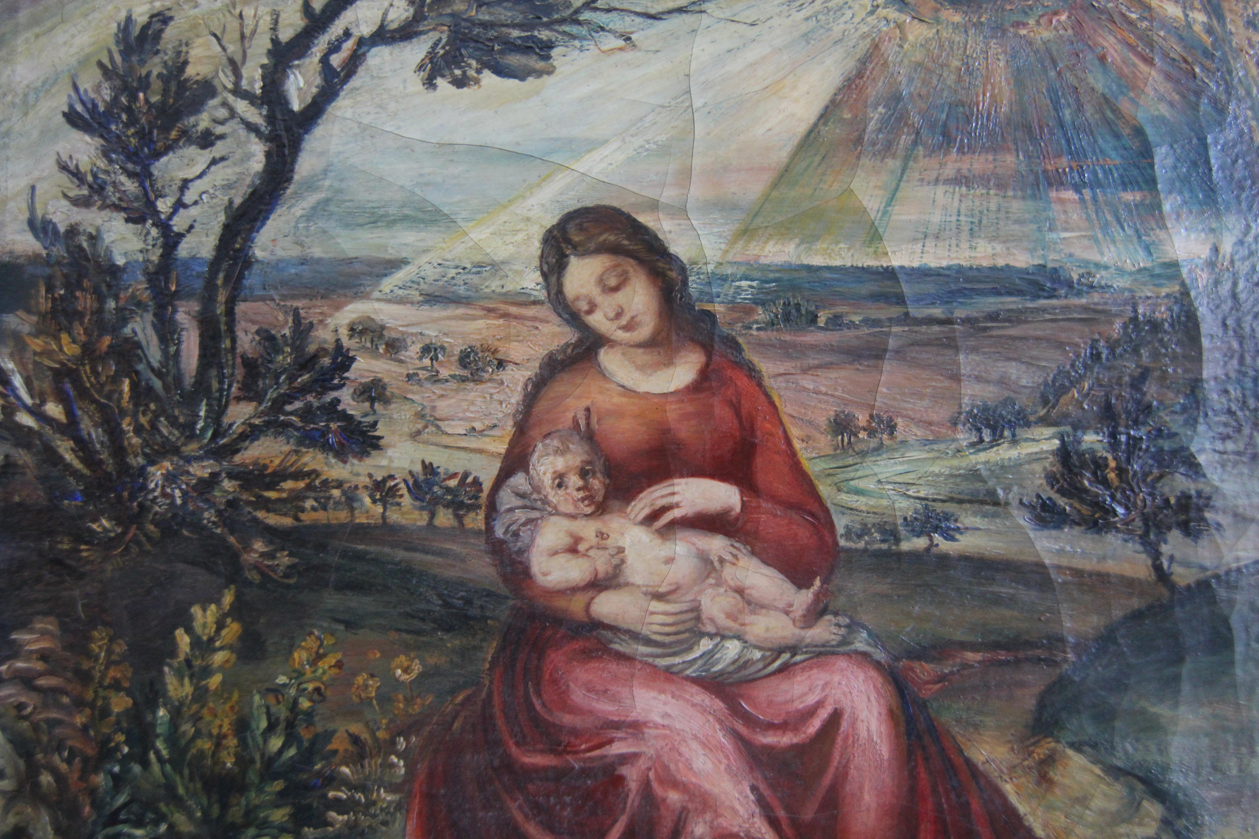 Anton Rausch, Madonna with Child, Oil on Canvas For Sale 3
