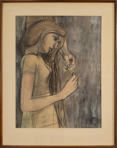 Anton Refregier (1905-1979) Dreaming Signed Charcoal Drawing Mid-Century Modern