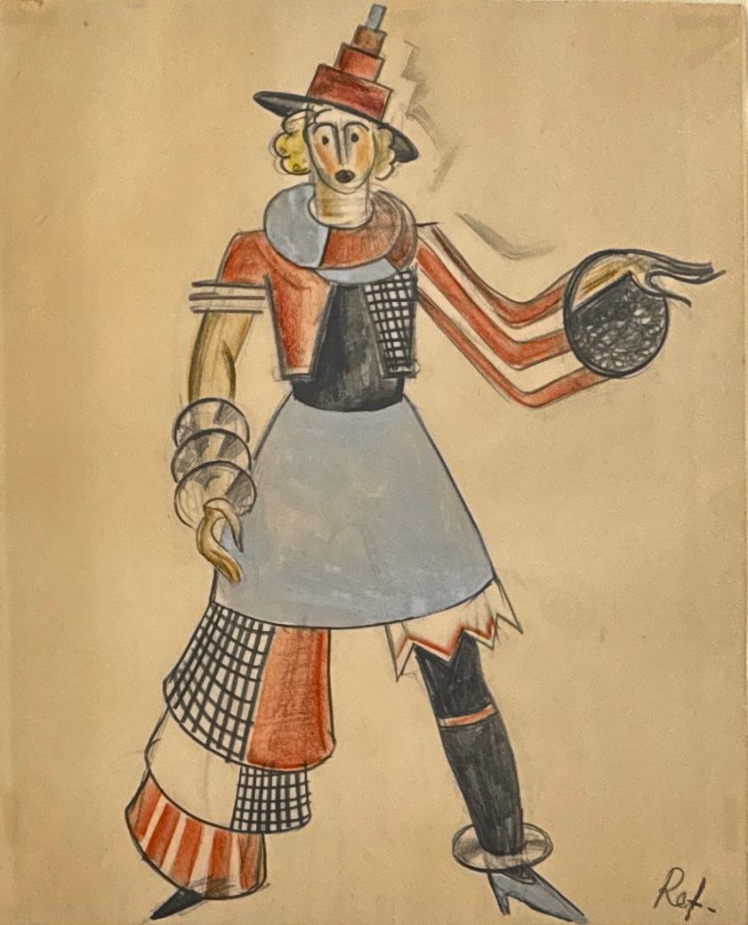 Anton Refregier Figurative Art - Costume Drawing Mid-Century Modern American Scene Social Realism Russian Theatre