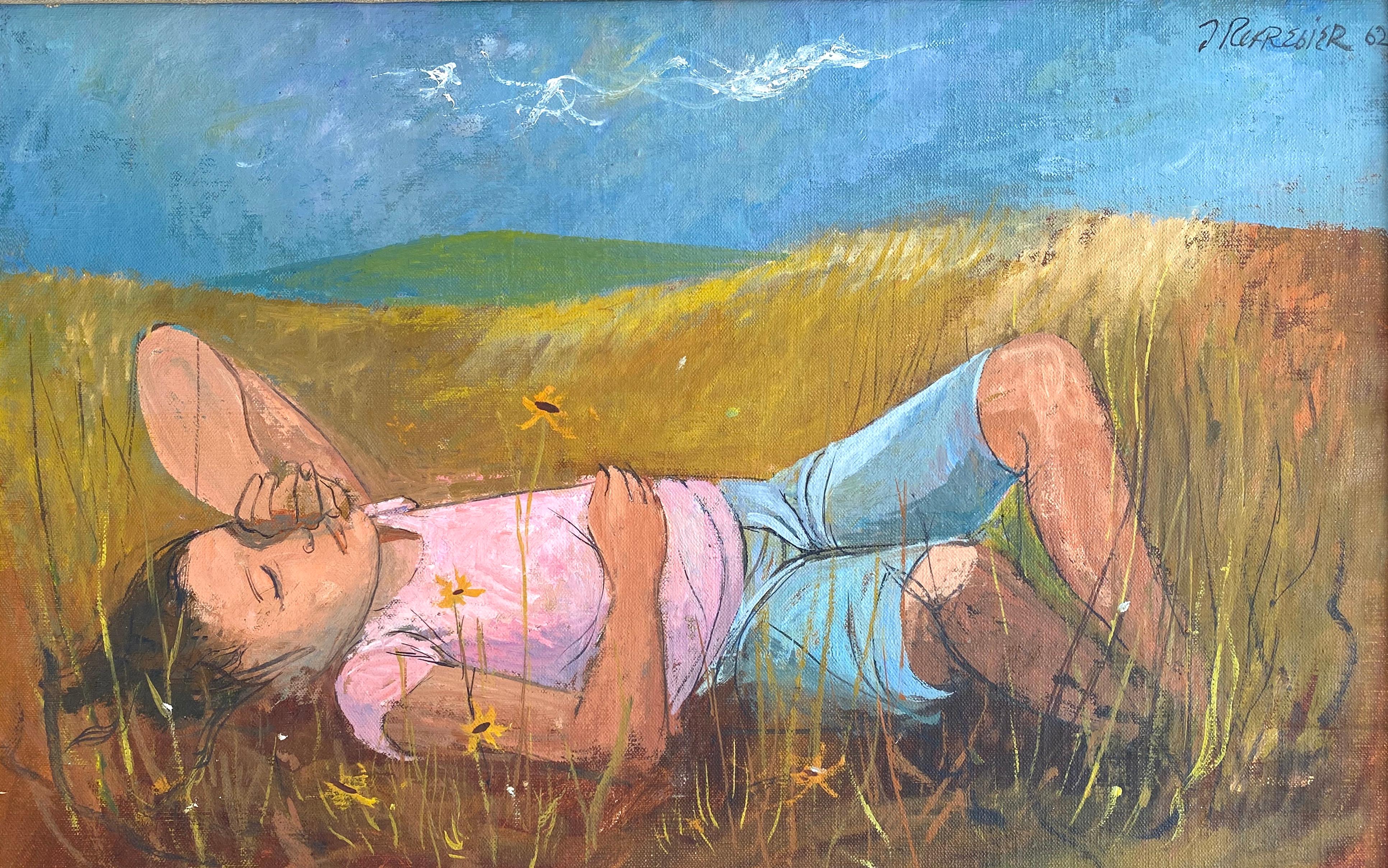 girl in grass painting