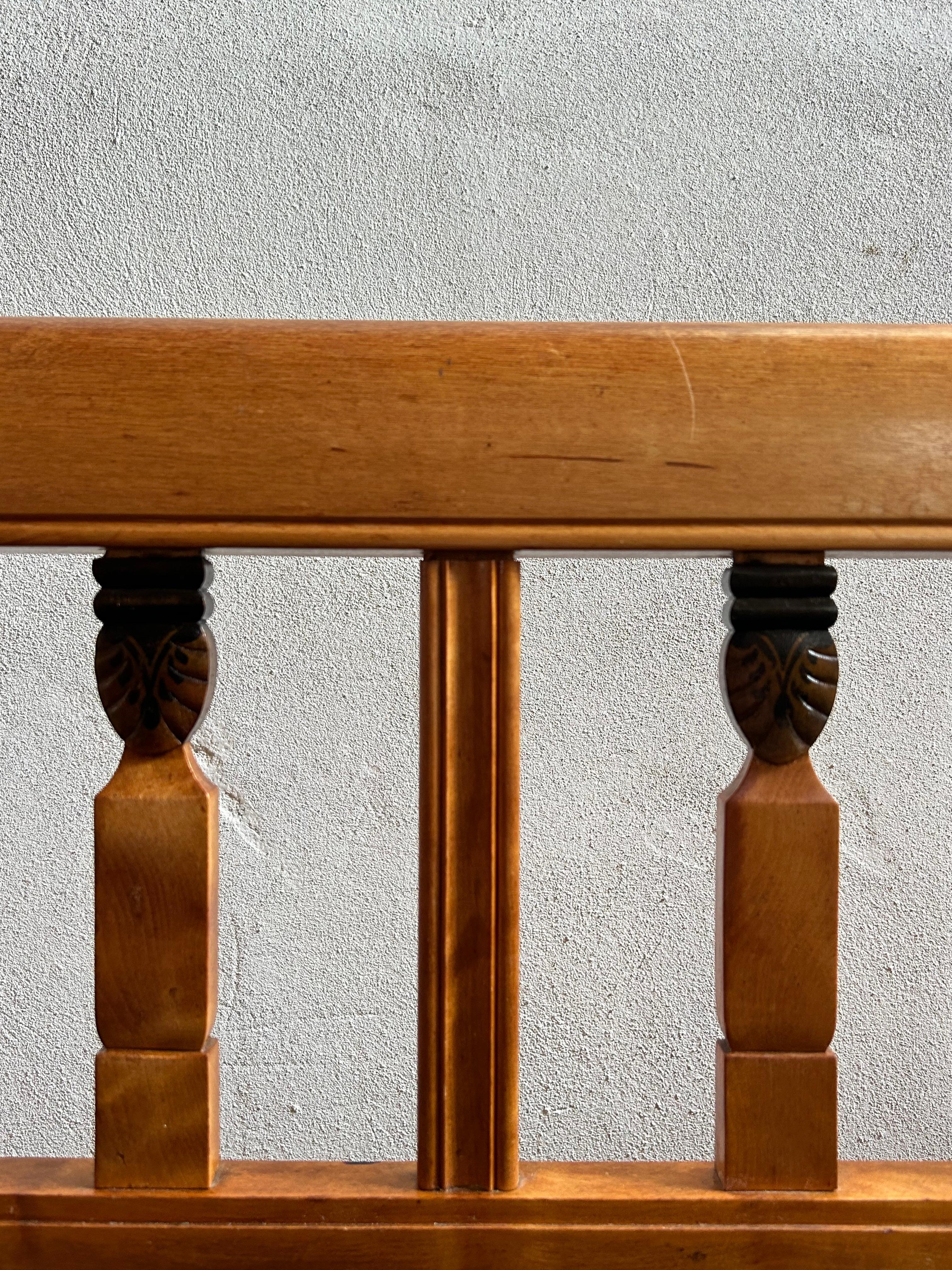 Arts and Crafts Anton Rosen bench in birch with horsehair upholstery, Denmark 1900’s For Sale