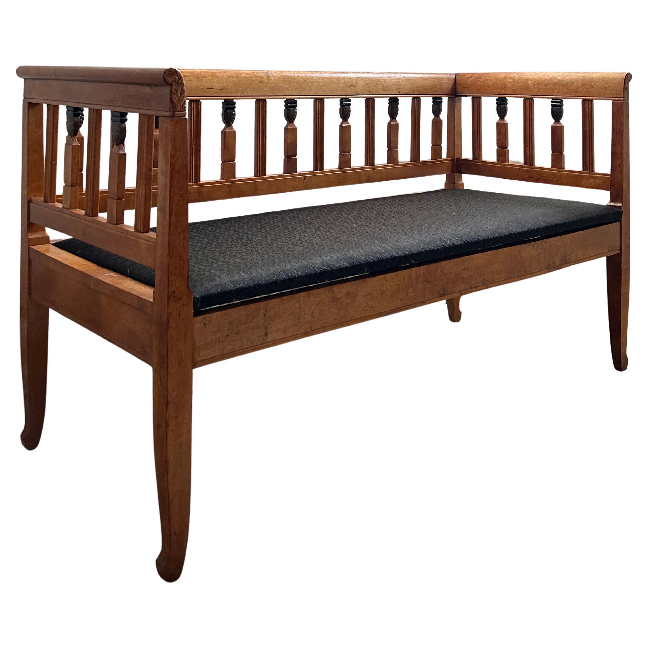Anton Rosen bench in birch with horsehair upholstery, Denmark 1900’s For Sale