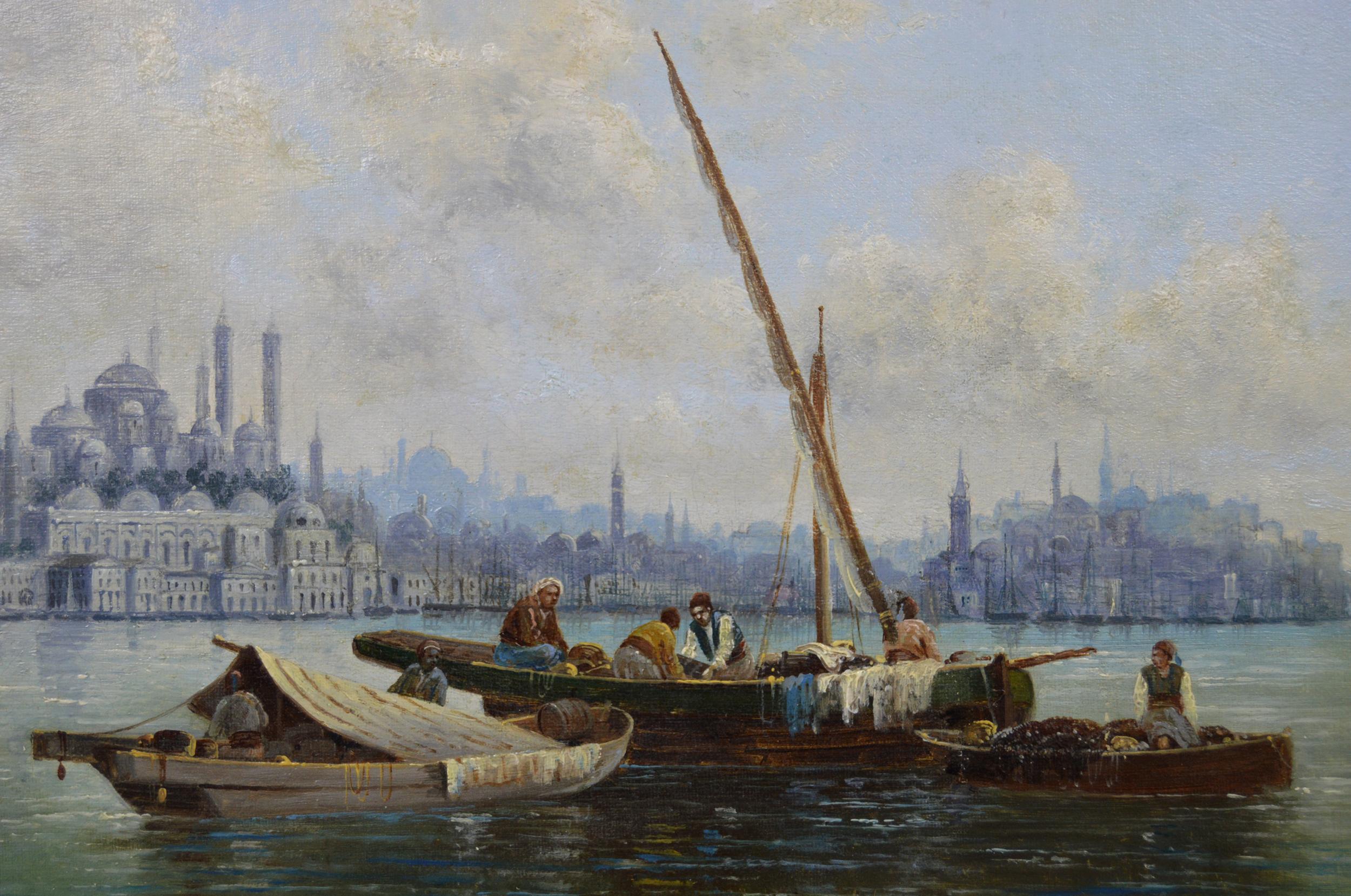 Paar Meereslandschaften-Ölgemälde aus dem 19. Jahrhundert von Malta und Konstantinopel (Istanbul) im Angebot 3