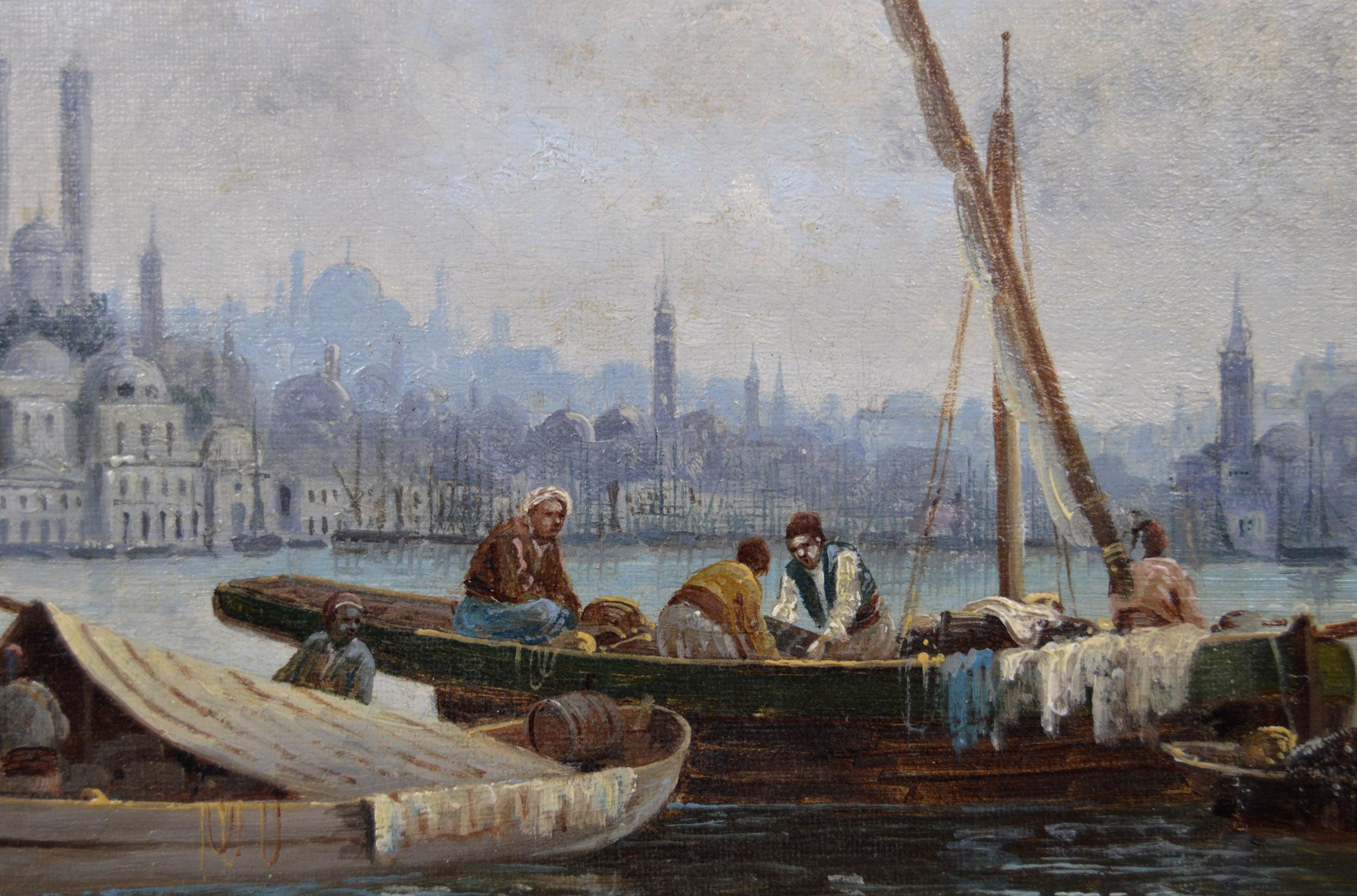 Pair of 19th Century seascape oil paintings of Malta & Constantinople (Istanbul) For Sale 1