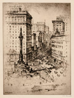 'Cleveland Public Square' — 1920s Urban Realism