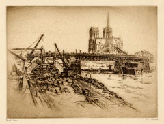 'L' Abside de Notre Dame' — Antique 1920s Paris, Realism