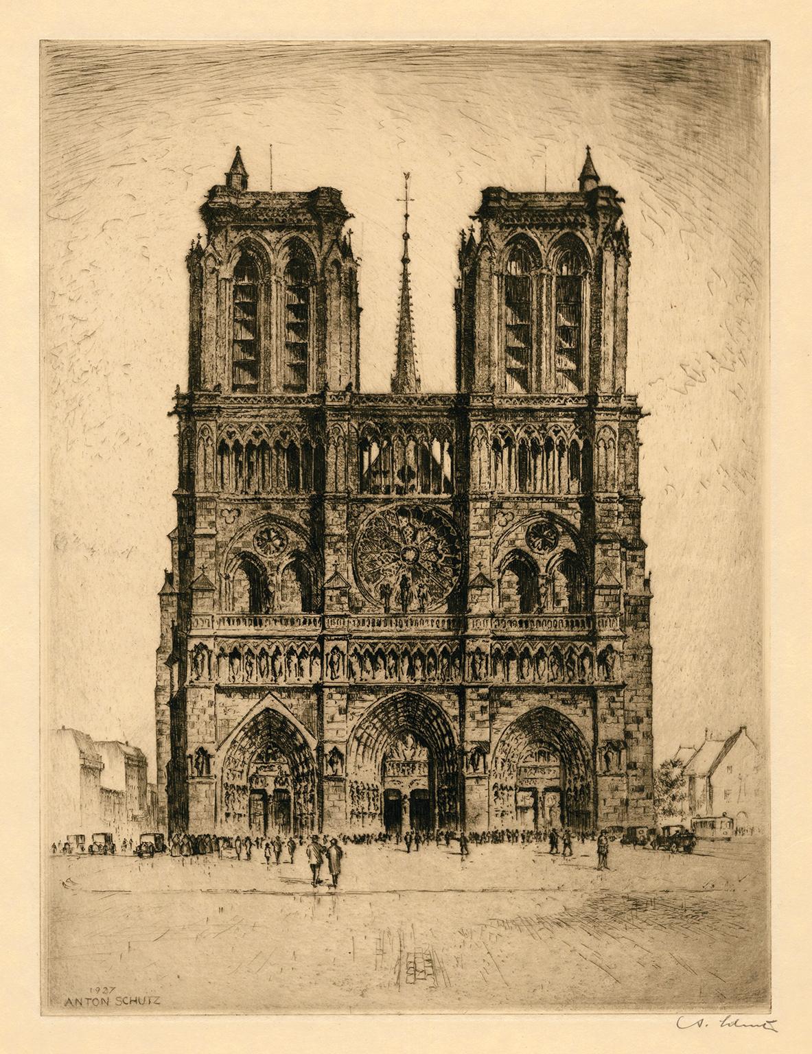 Anton Schutz Figurative Print – Notre-Dame:: Paris