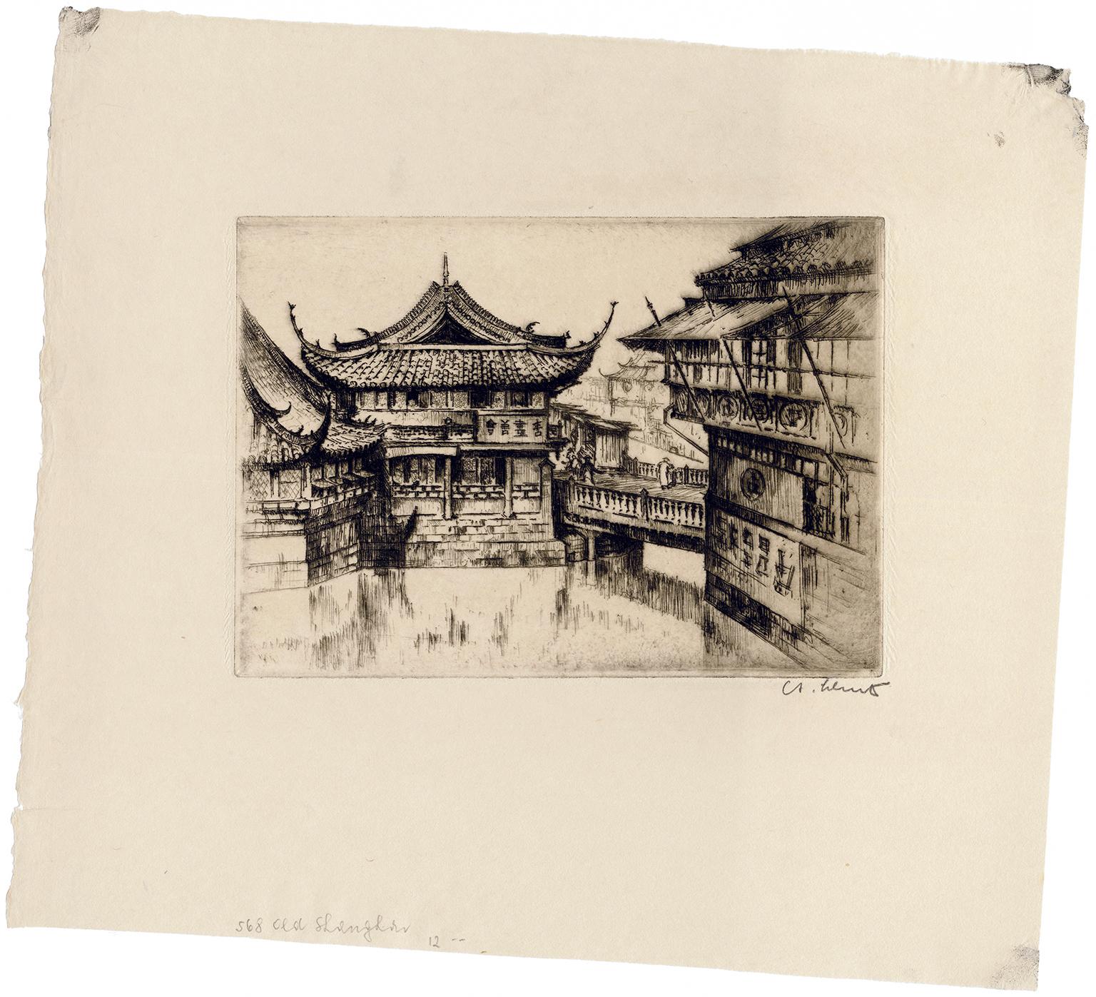 'Old Shanghai' — 1920s Realism - Print by Anton Schutz