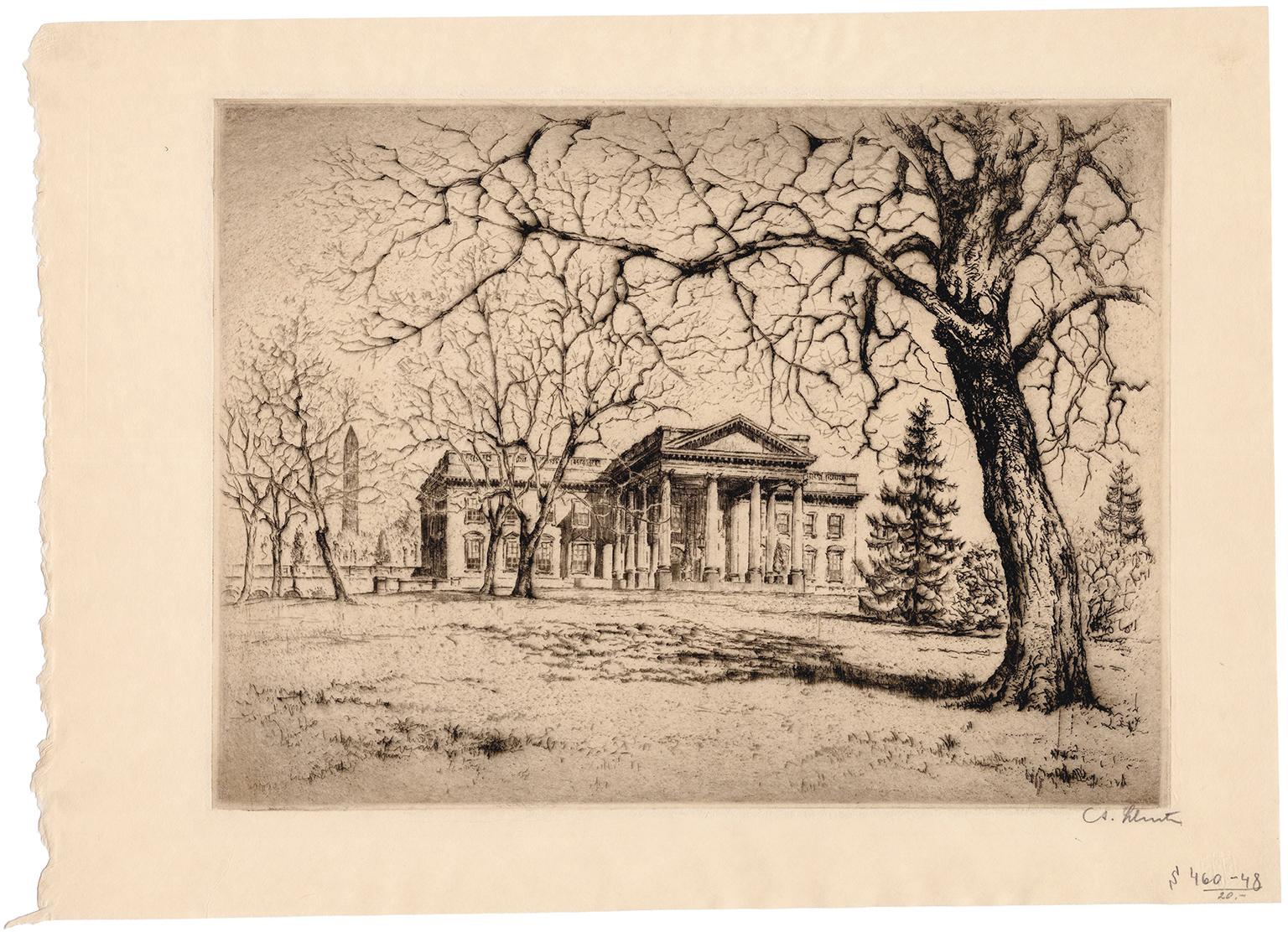 'The White House' — 1920s Realism, Washington D.C. - Print by Anton Schutz
