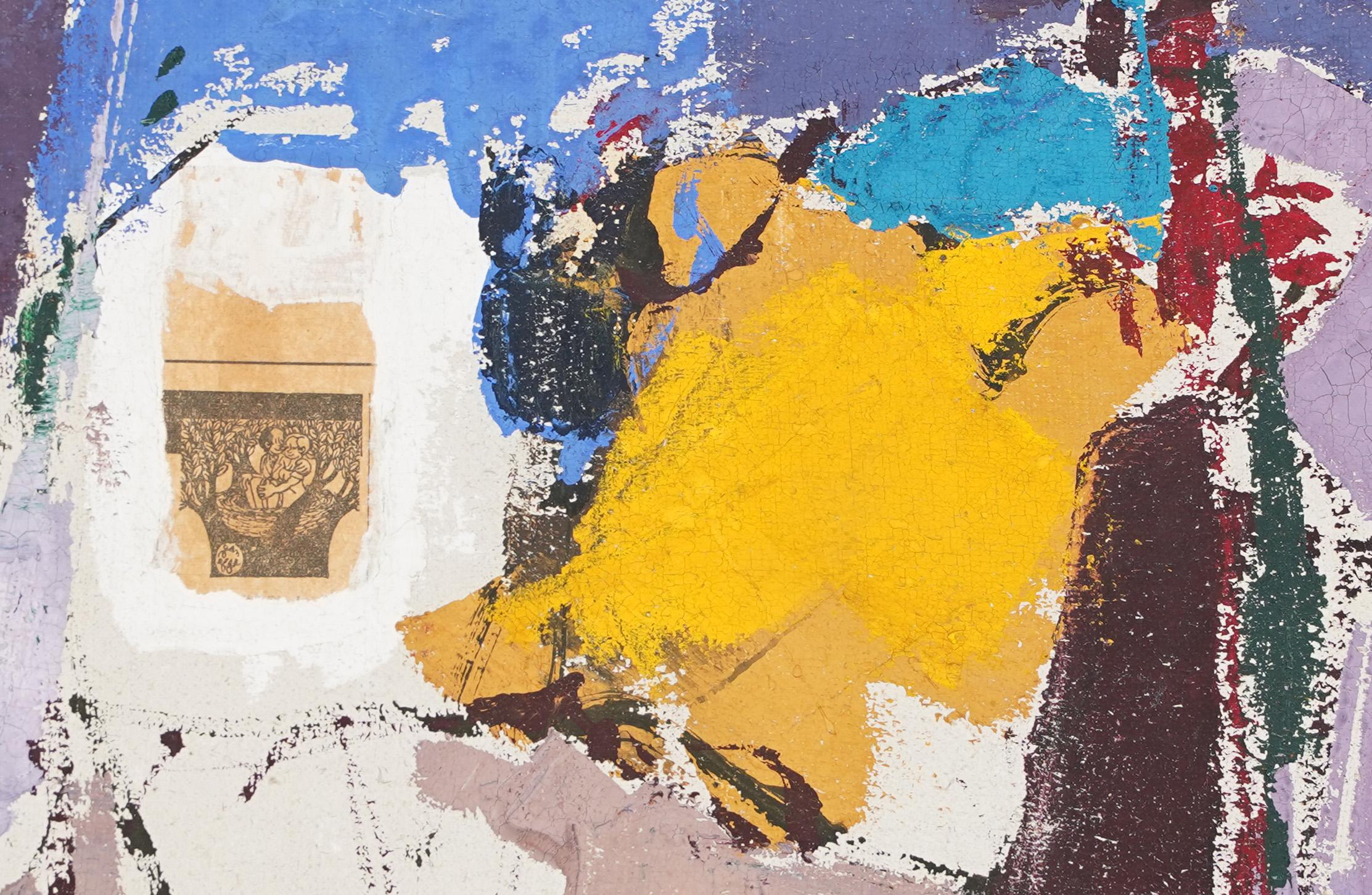 Vieille peinture à l'huile abstraite moderniste d'Anton Sipos (né en 1938).  Huile sur toile.  Encadré.  Signé.
