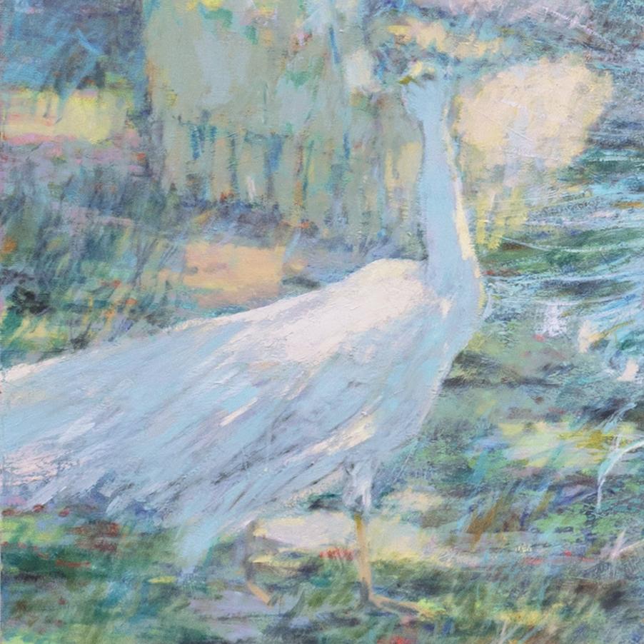 'Peacocks', Ecole de Paris, Salon d'Automne, Salon des Artistes Français, Carmel - Gray Animal Painting by Anton Sipos
