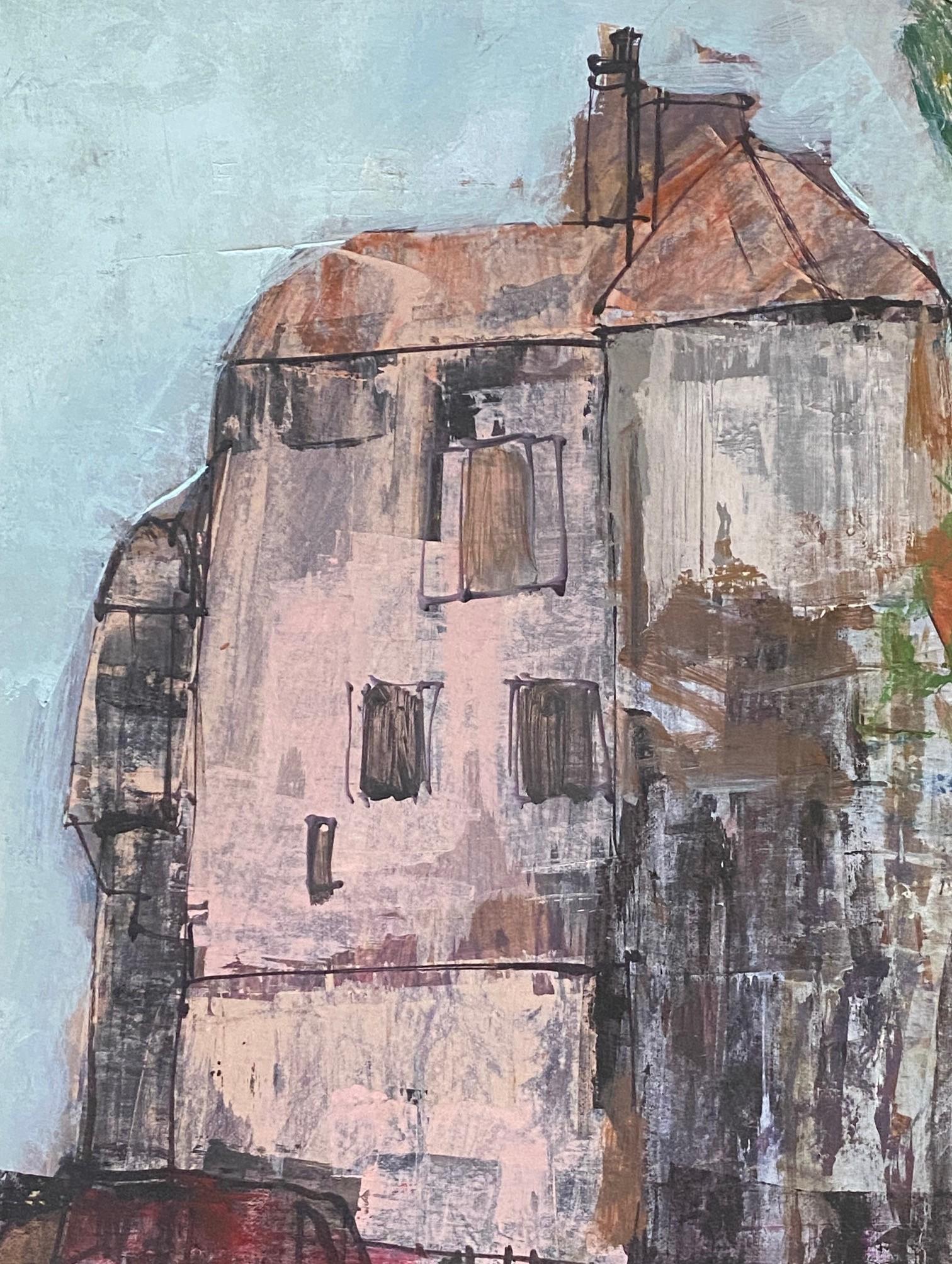 Anton Sipos Signed Original Mid-Century Modern Landscape with House Oil Painting For Sale 4