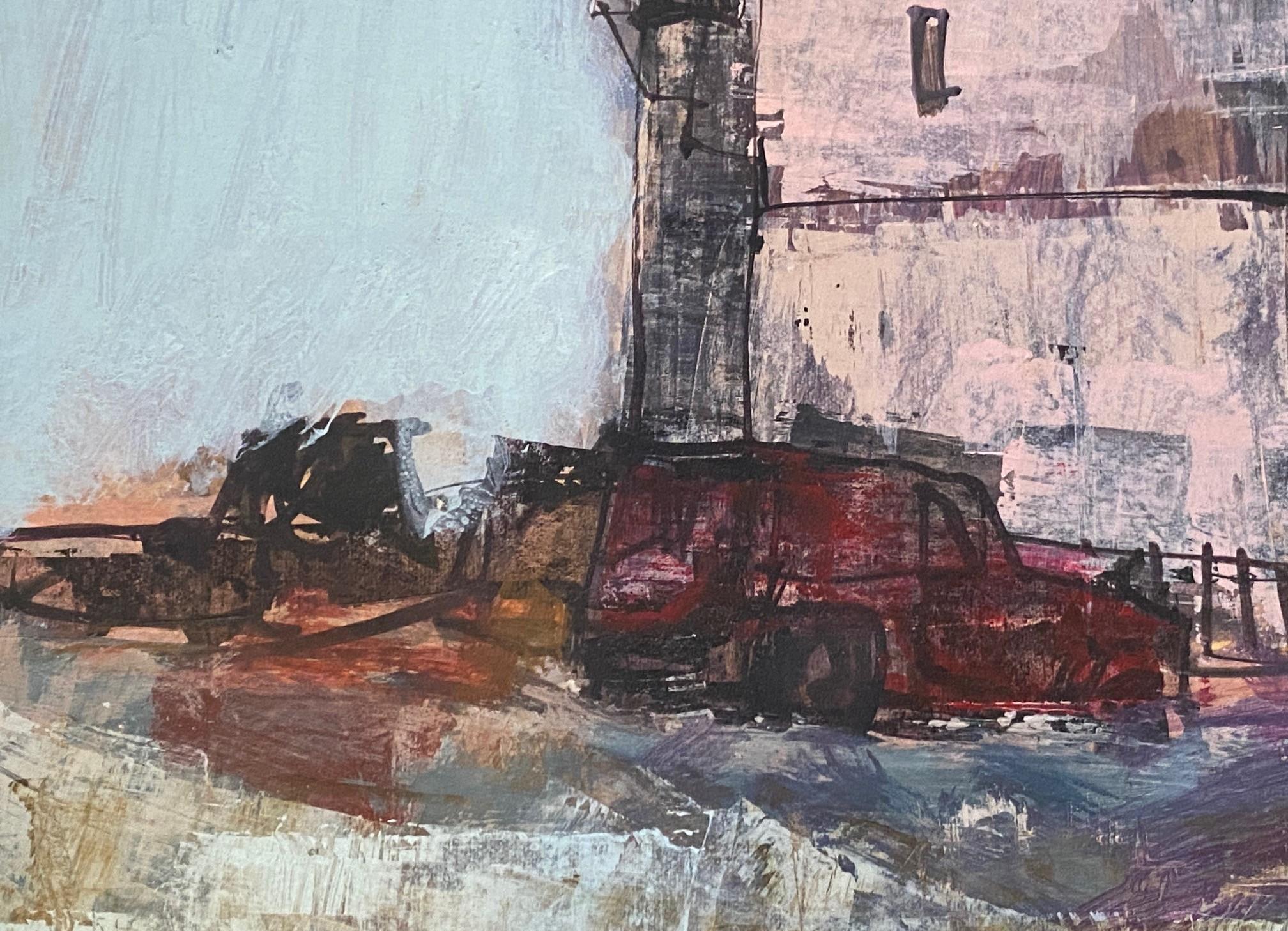 Anton Sipos Signed Original Mid-Century Modern Landscape with House Oil Painting For Sale 8