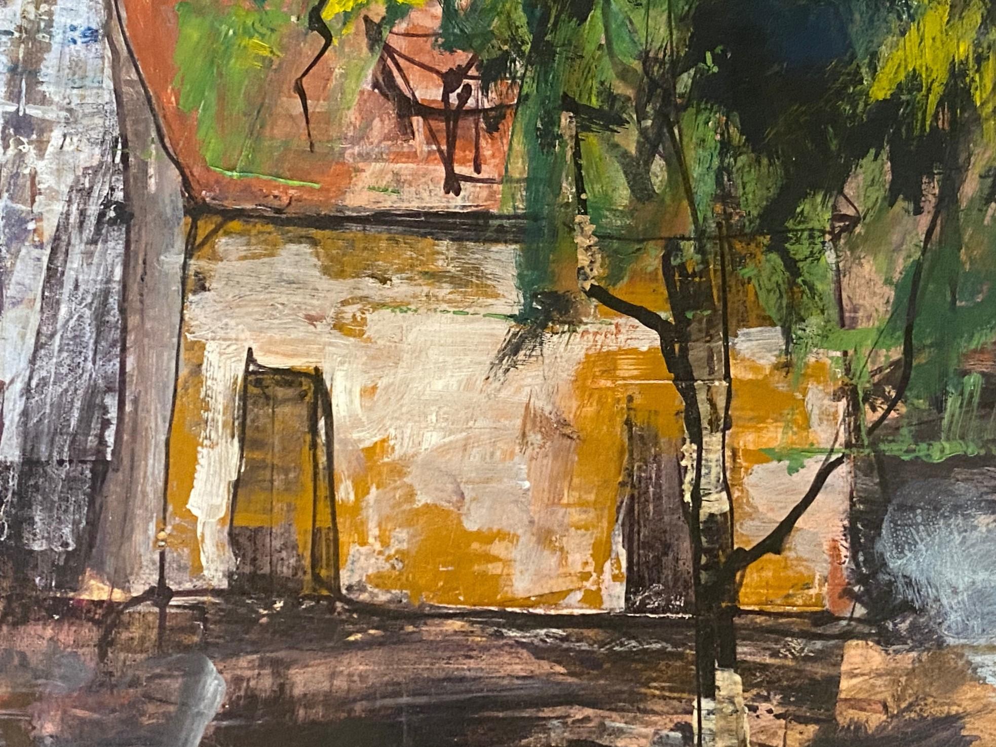 Anton Sipos Signed Original Mid-Century Modern Landscape with House Oil Painting For Sale 9